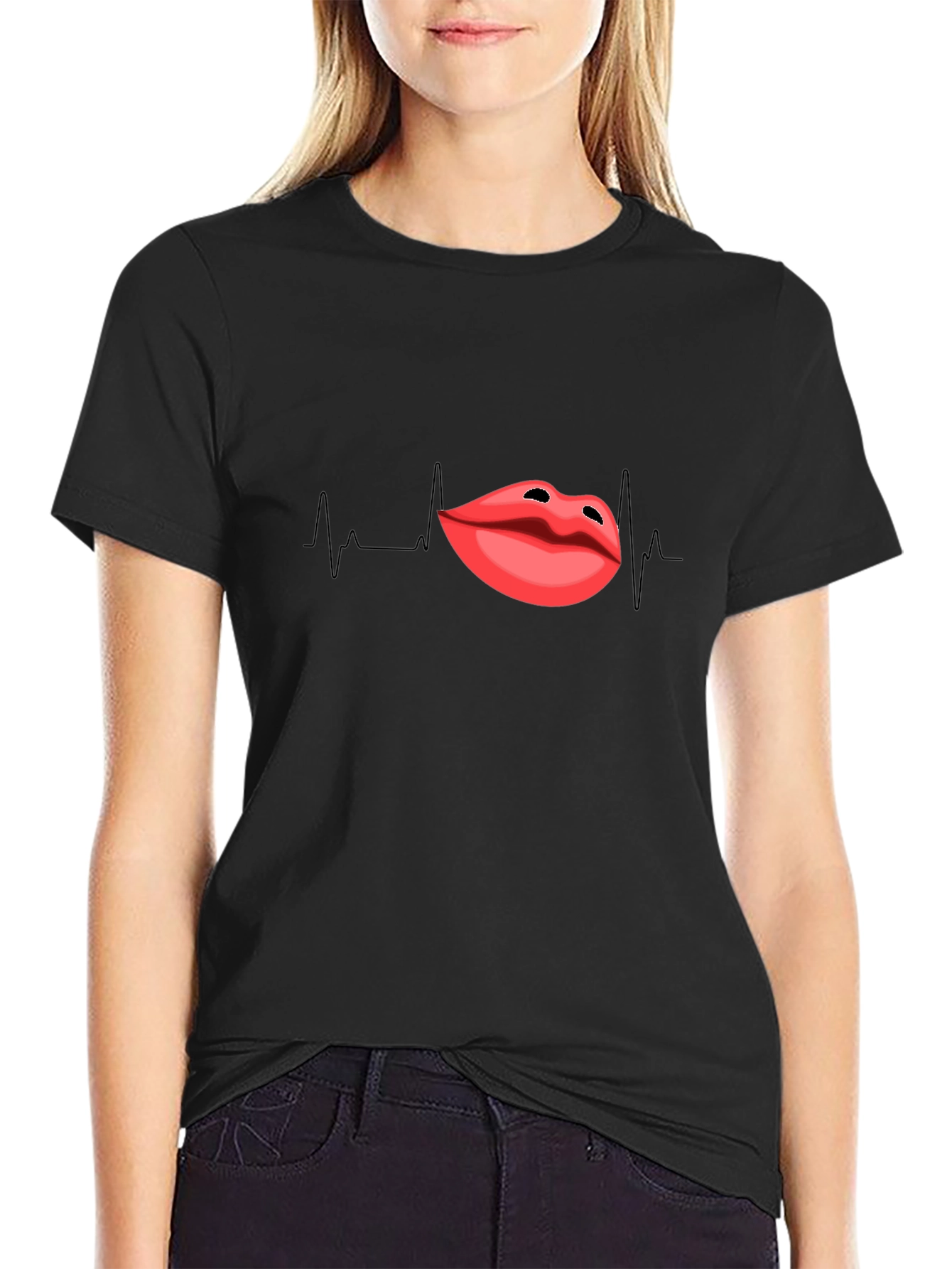 Lip Pulse Black T-Shirt - Express Your Passion!