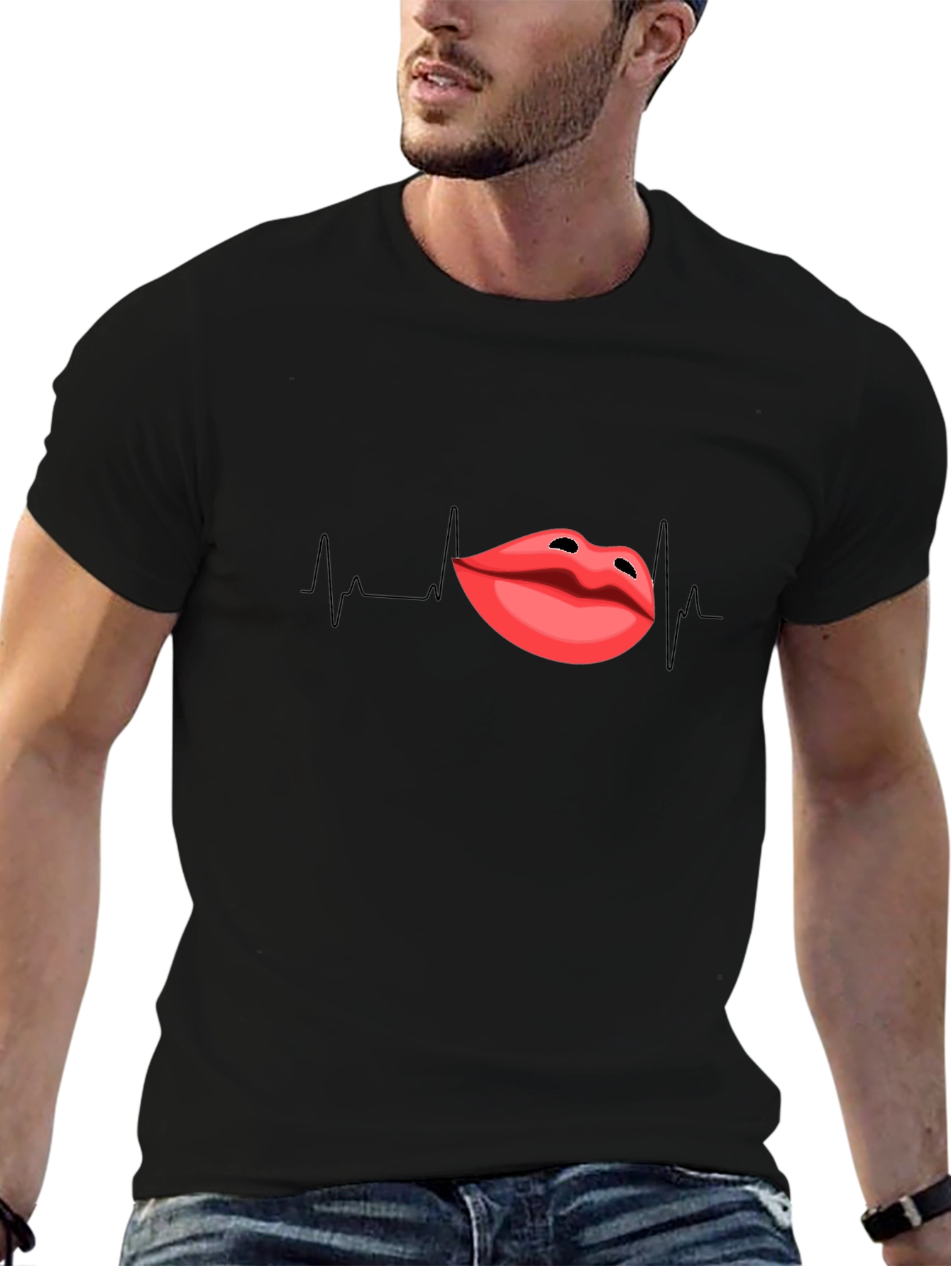 Lip Pulse Black T-Shirt - Express Your Passion!