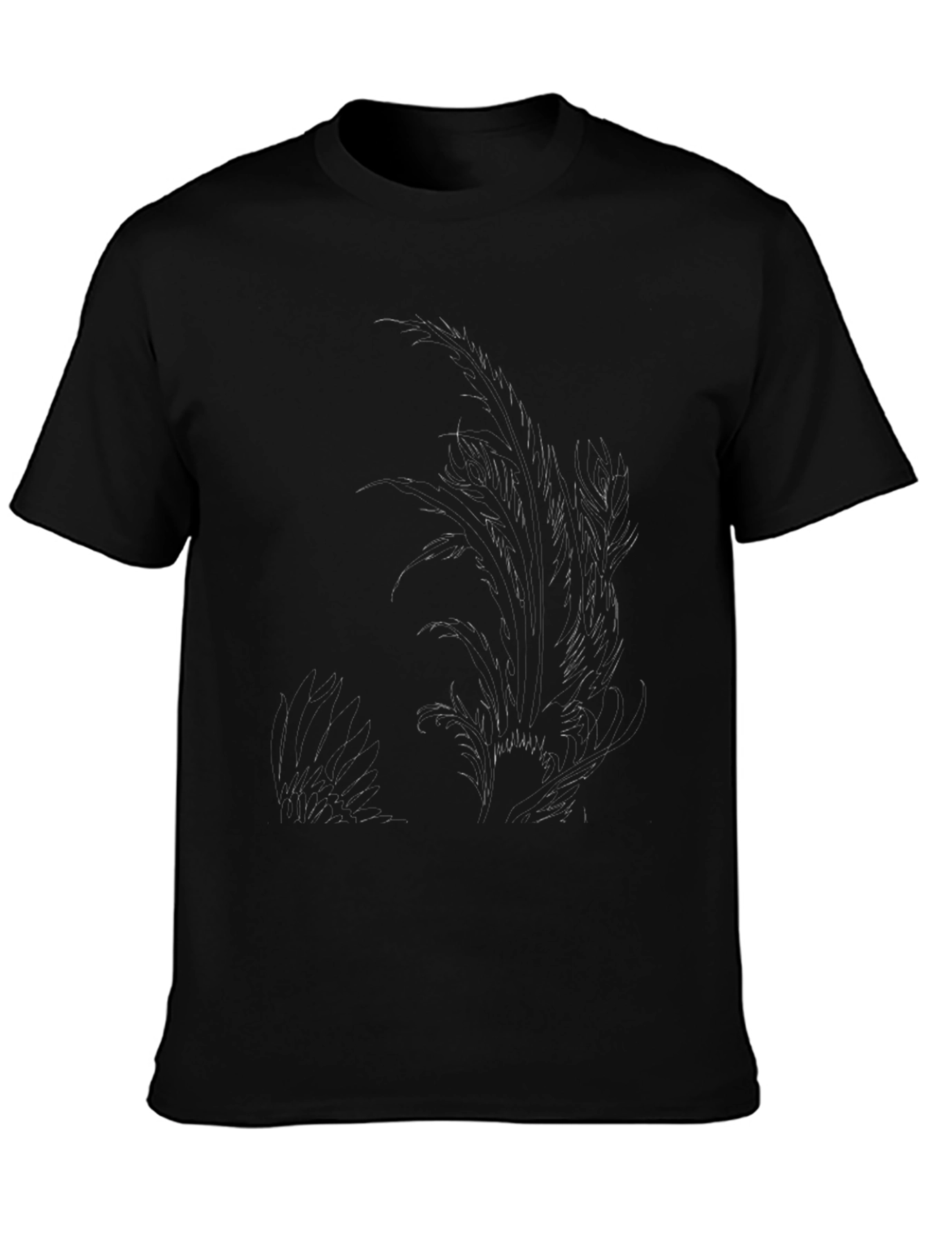 Mens Black Graphic Tee - Feather Design