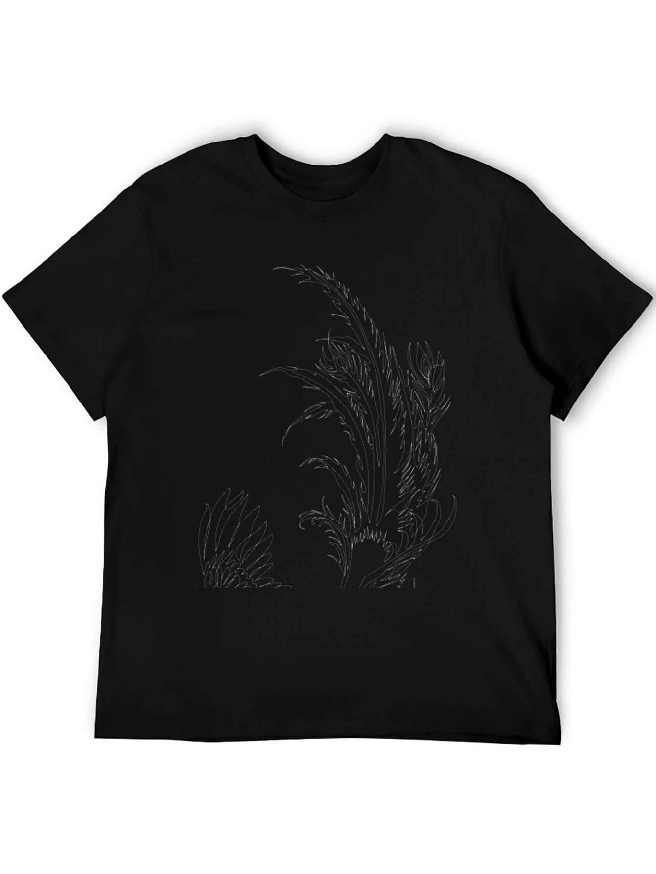 Mens Black Graphic Tee - Feather Design