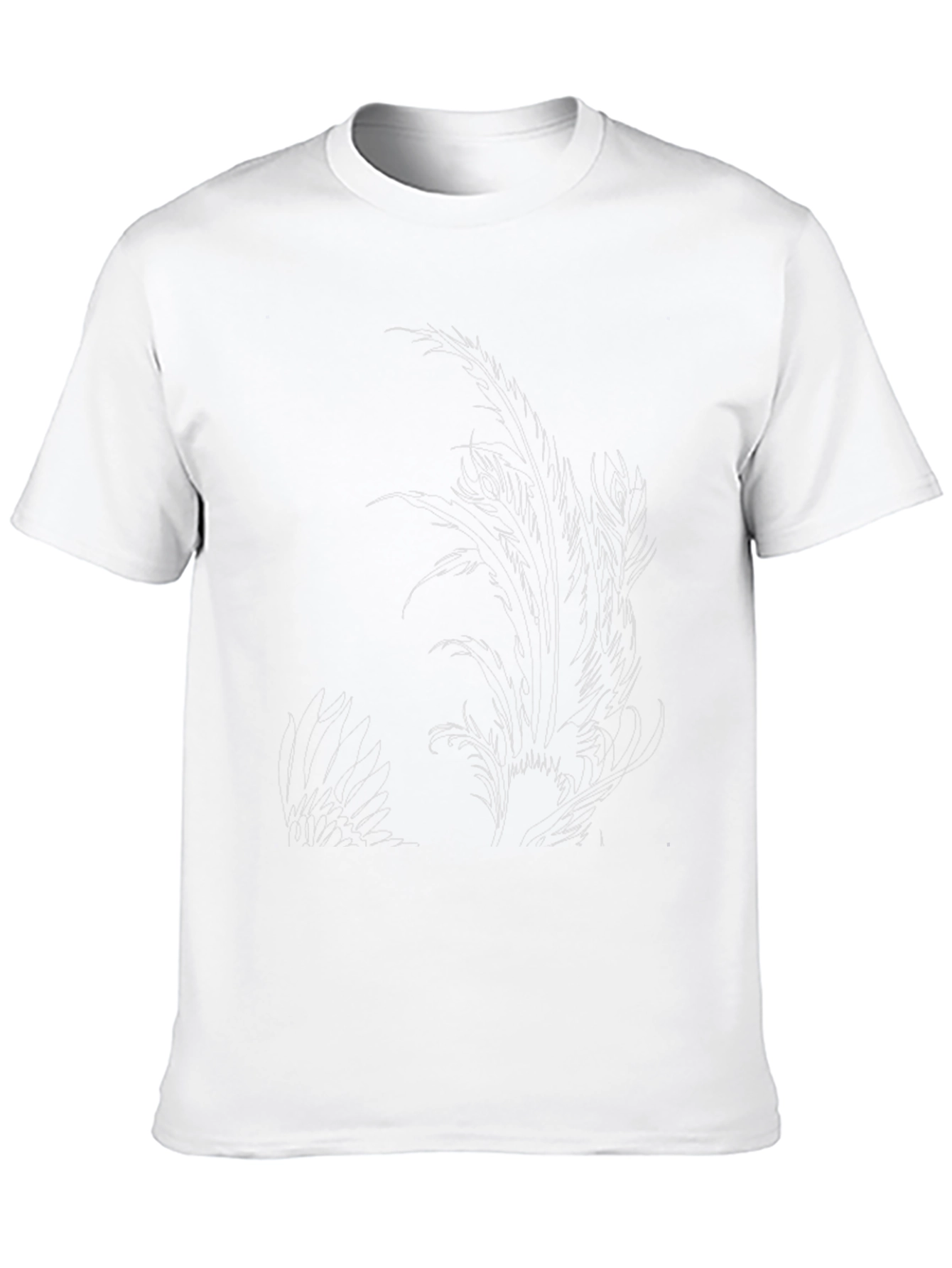 Mens Black Graphic Tee - Feather Design
