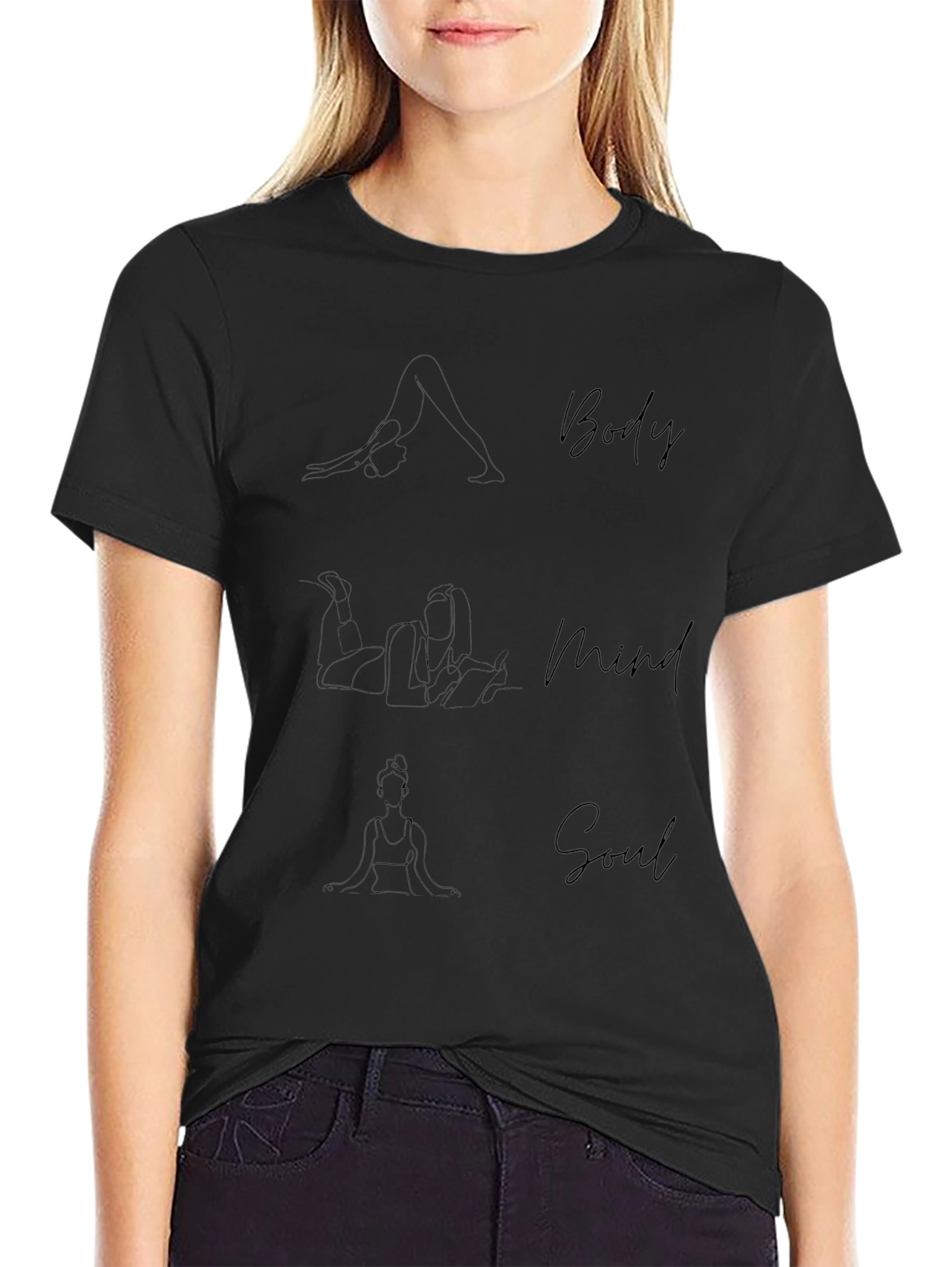 Body Mind Soul Yoga Graphic Tee - Black