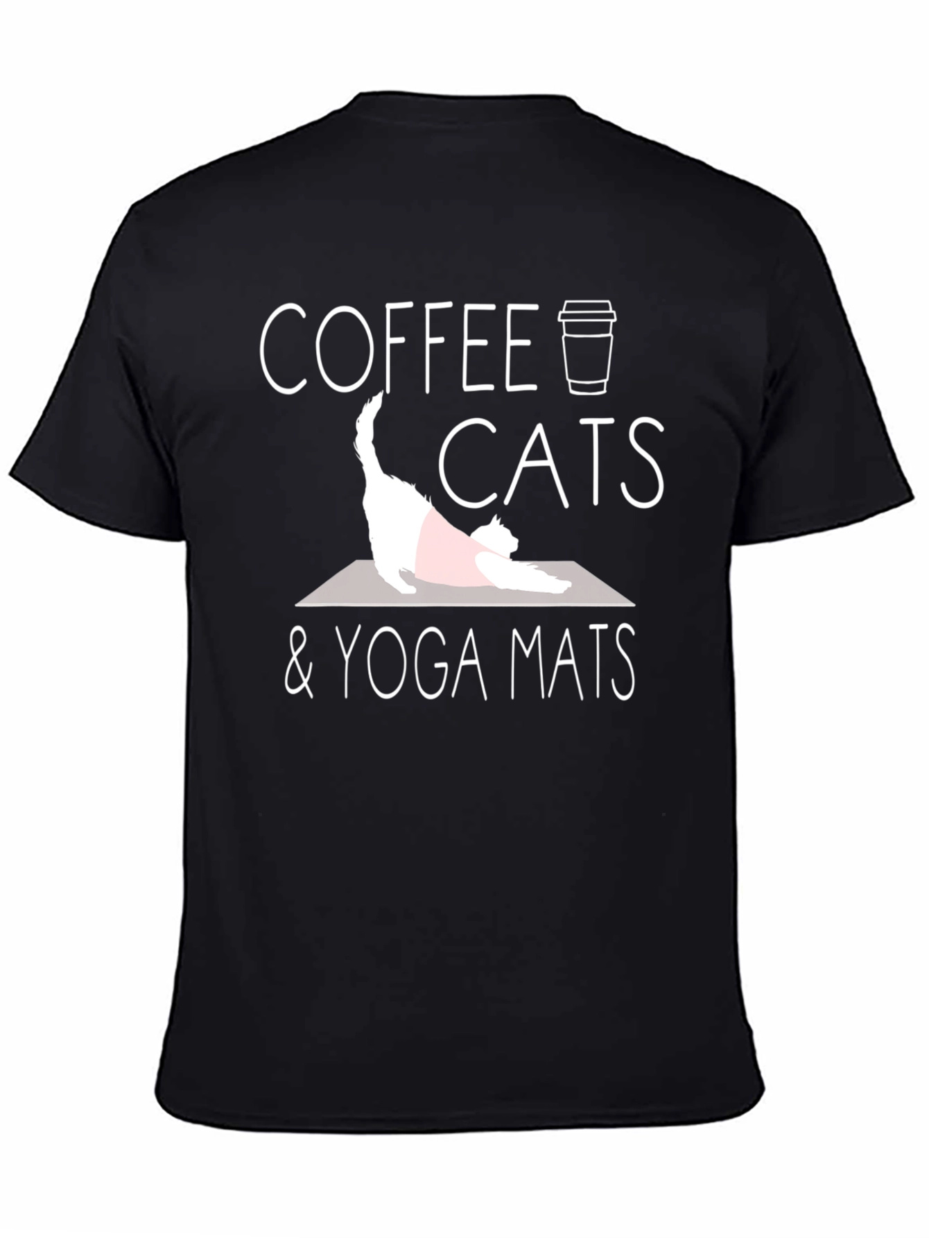 Coffee Cats & Yoga Mats Black Graphic Tee