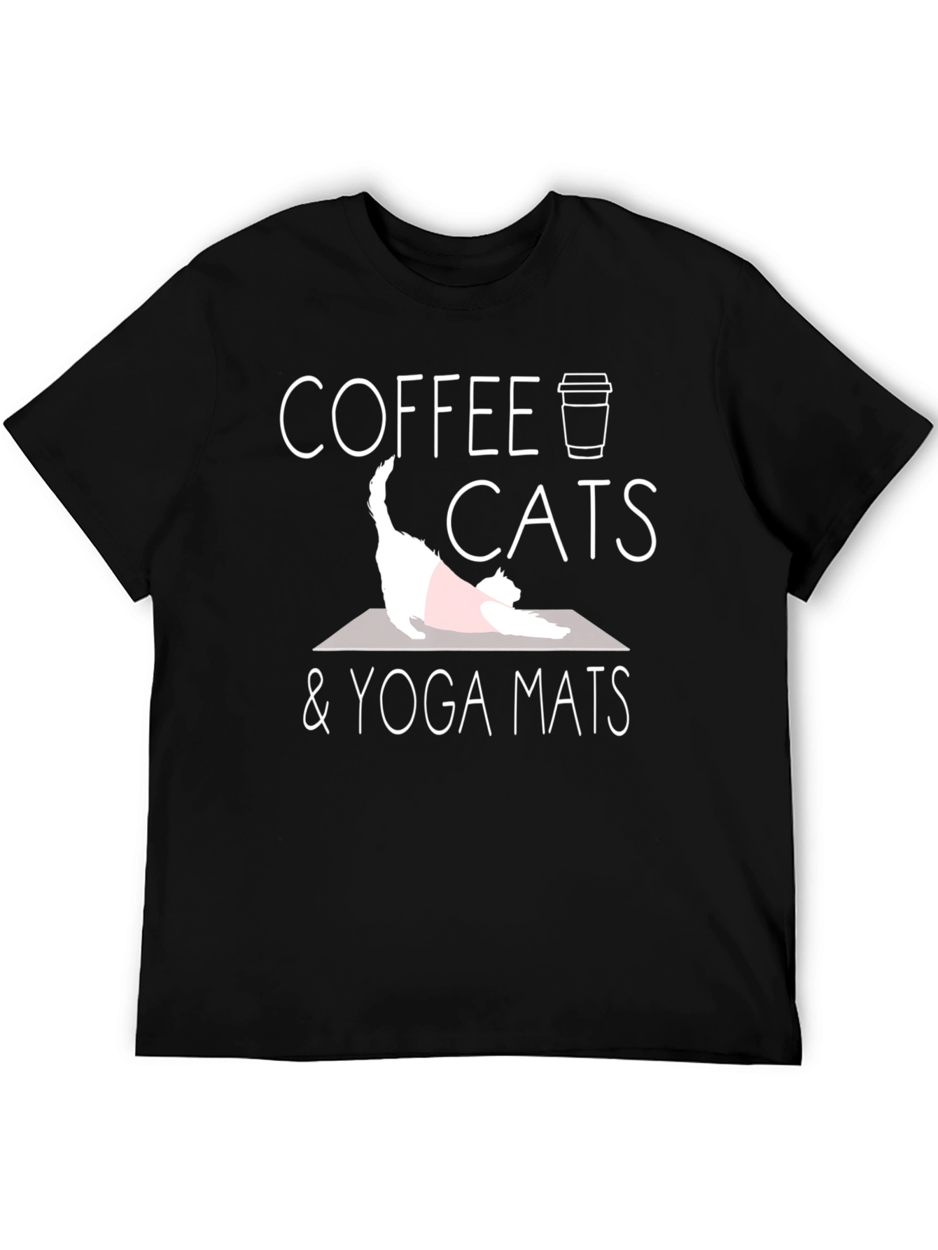 Coffee Cats & Yoga Mats Black Graphic Tee