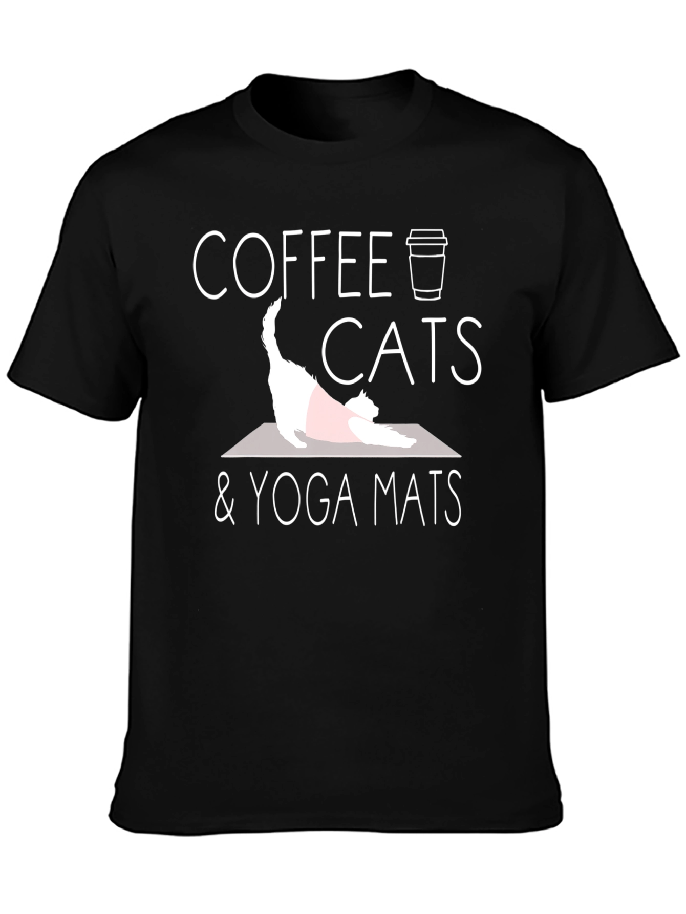 Coffee Cats & Yoga Mats Black Graphic Tee