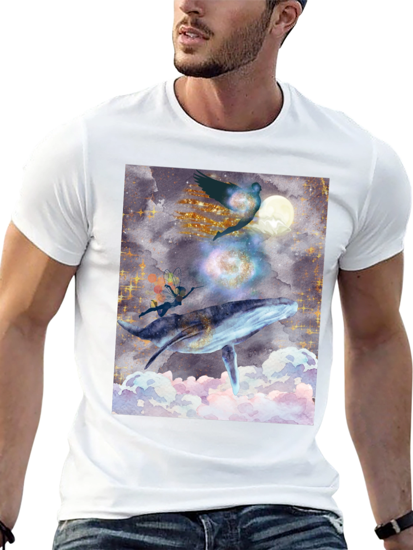 Whimsical Whale Ride Graphic T-Shirt