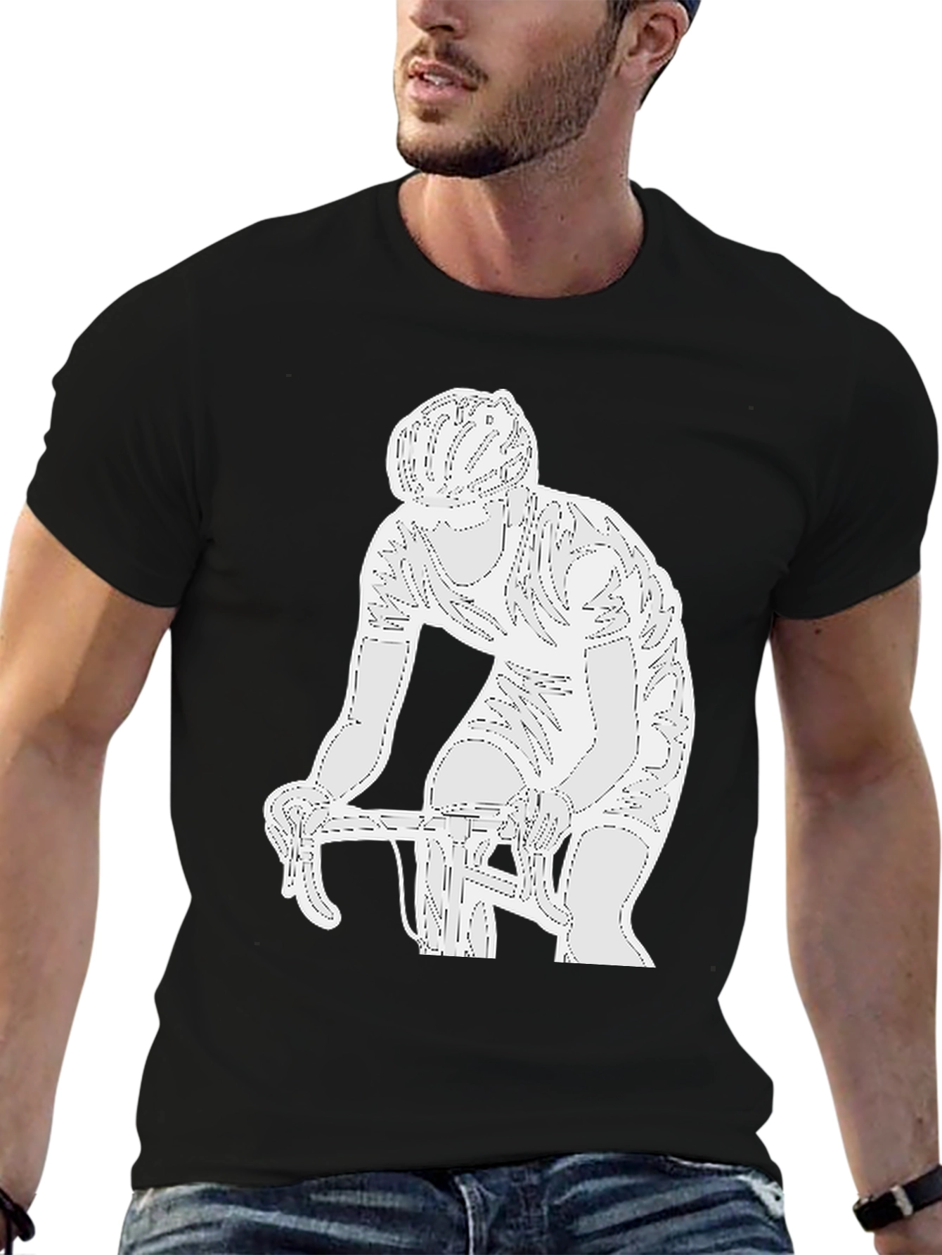 Cyclist Graphic Tee - Black Cotton Blend
