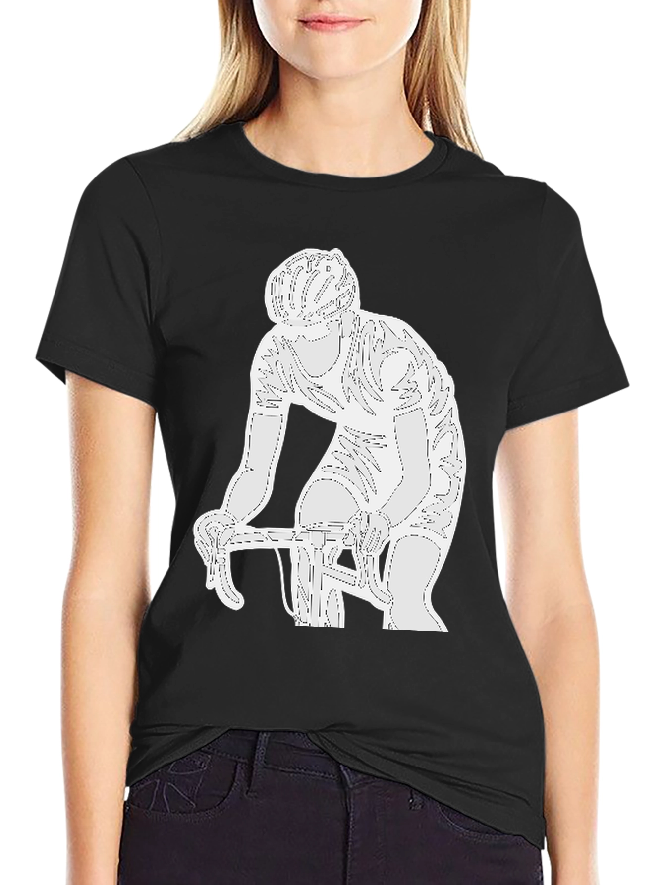 Cyclist Graphic Tee - Black Cotton Blend