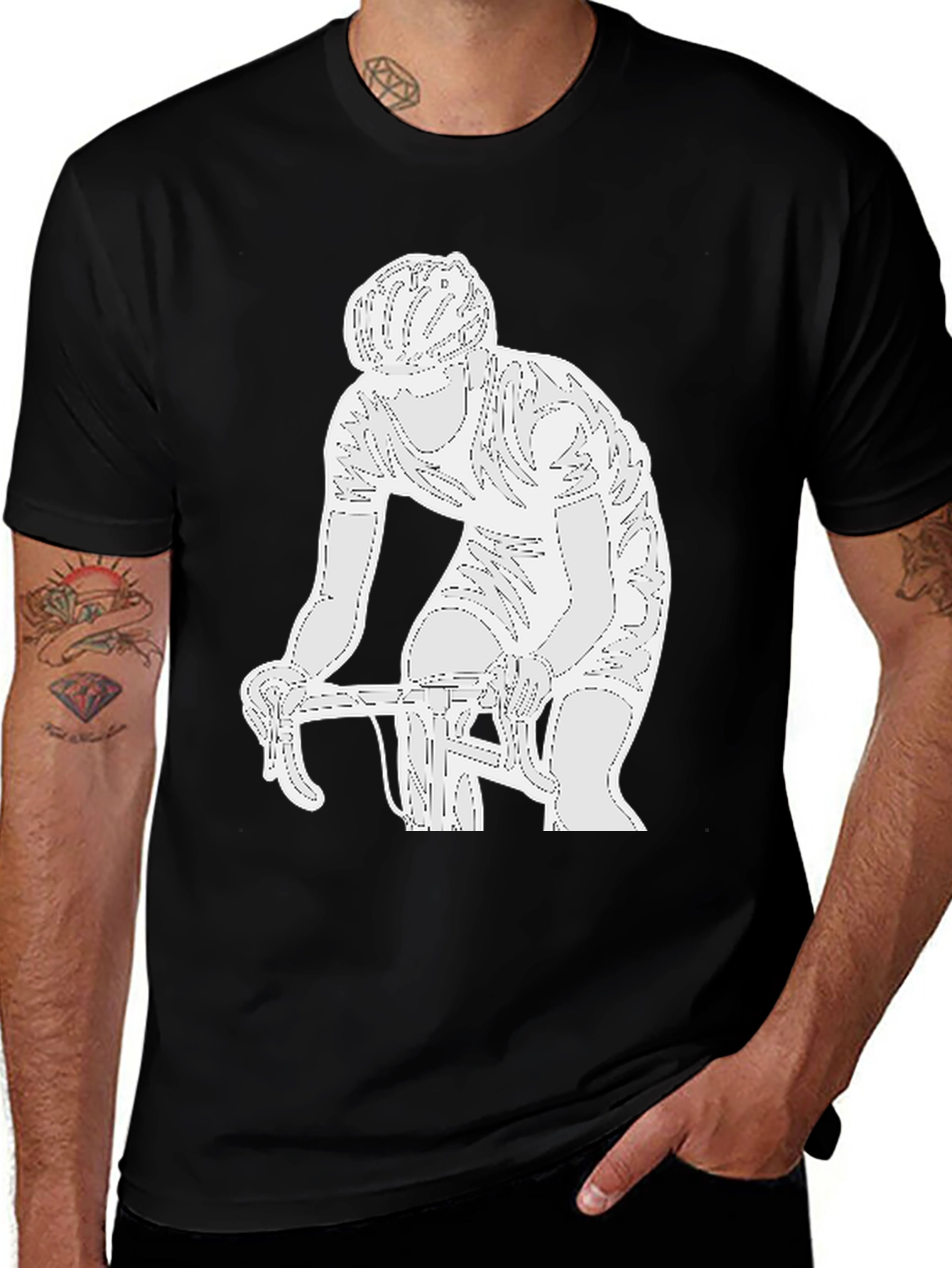 Cyclist Graphic Tee - Black Cotton Blend