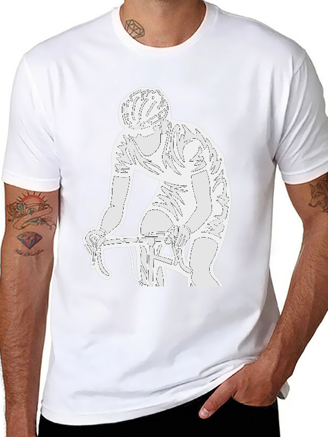 Cyclist Graphic Tee - Black Cotton Blend