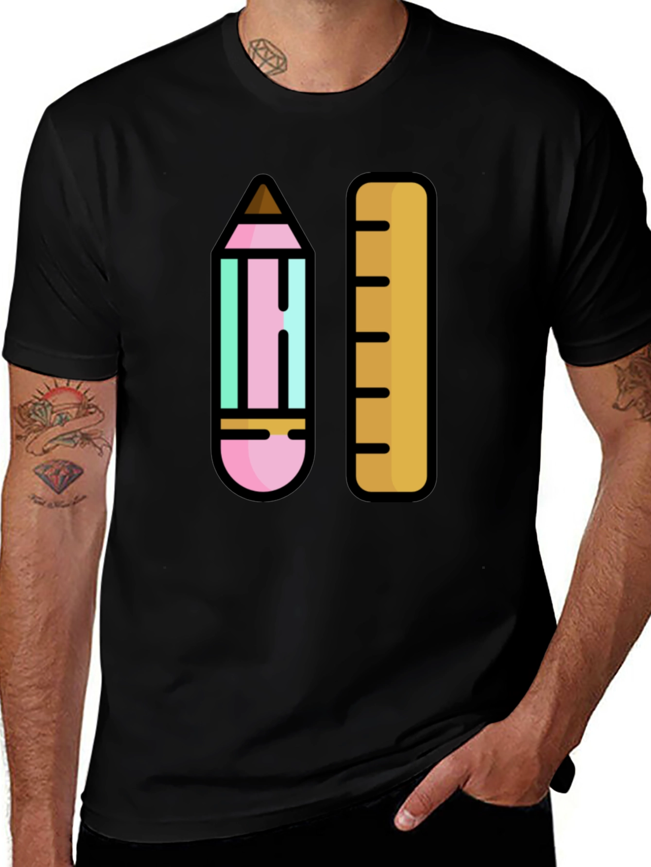 Pencil and Ruler Graphic Tee - Architect Designer T-Shirt