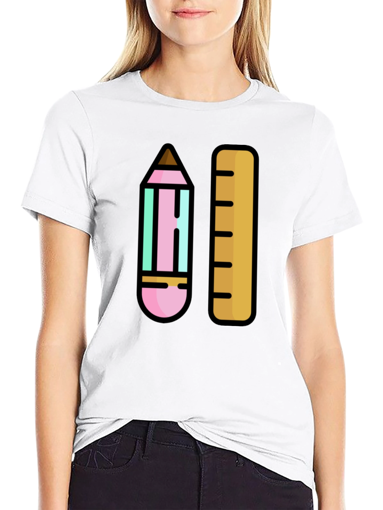 Pencil and Ruler Graphic Tee - Architect Designer T-Shirt