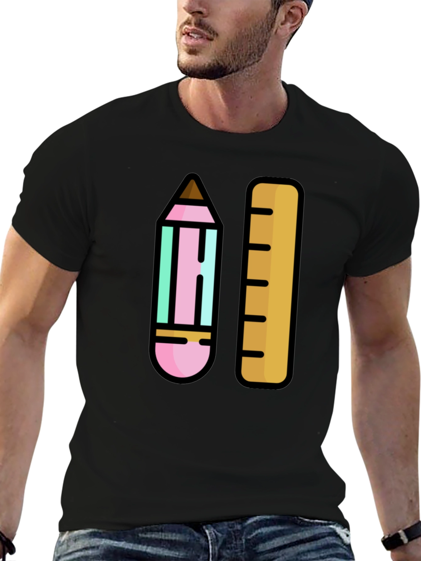 Pencil and Ruler Graphic Tee - Architect Designer T-Shirt
