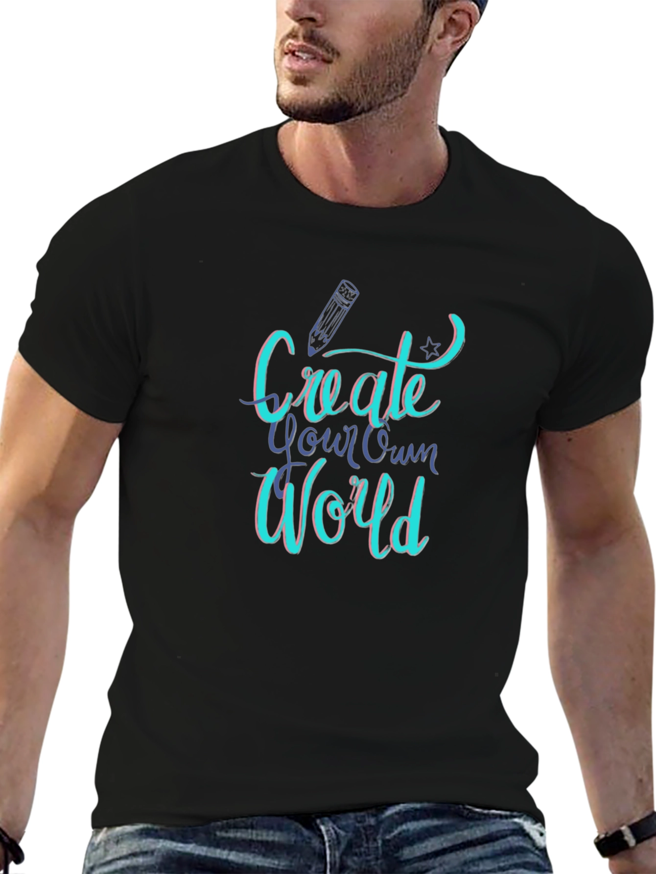 Create Your Own World Graphic Tee - Black