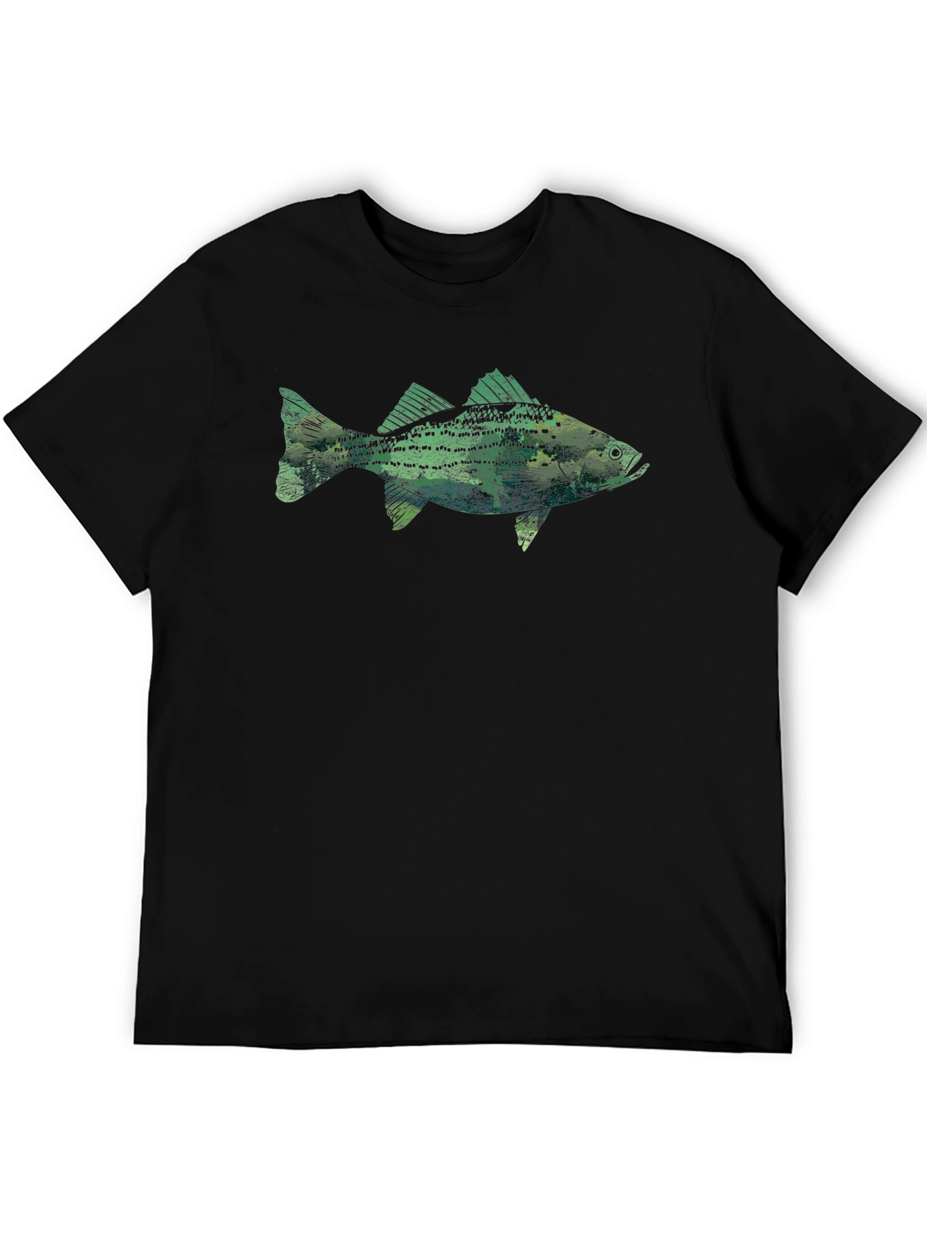 Mens Black T-Shirt with Fish Graphic