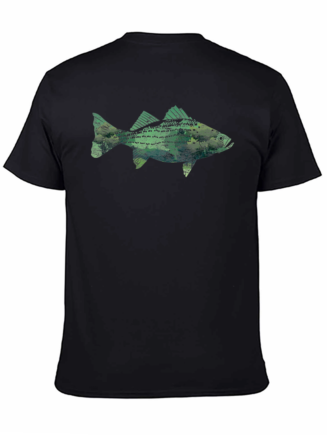 Mens Black T-Shirt with Fish Graphic