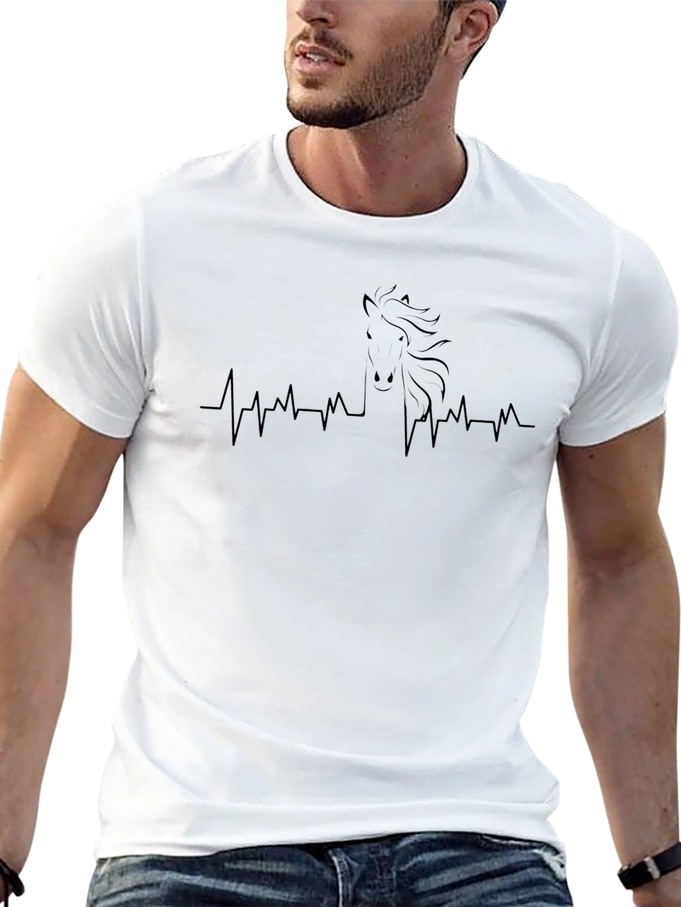 Black Horse Heartbeat Graphic Tee