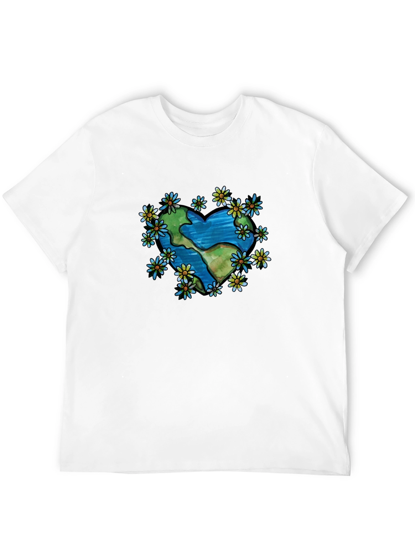 Earth Heart Flower T-Shirt - Black