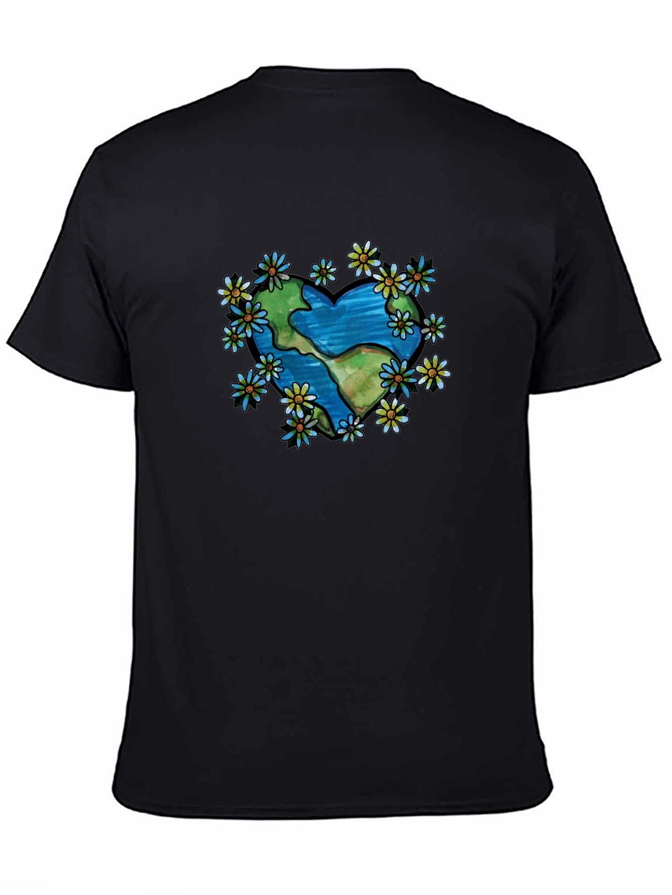 Earth Heart Flower T-Shirt - Black