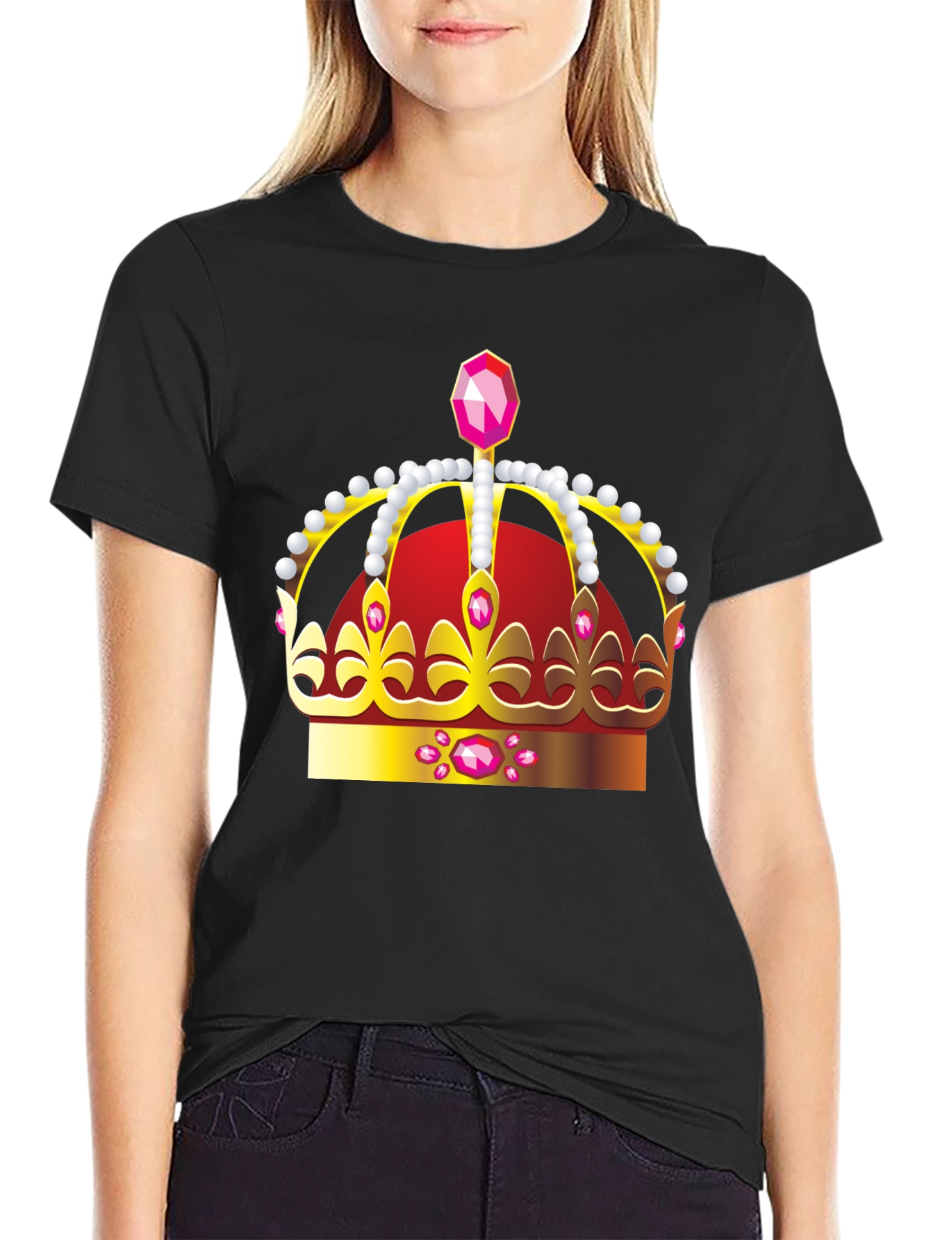 Regal Crown Graphic Tee - Black