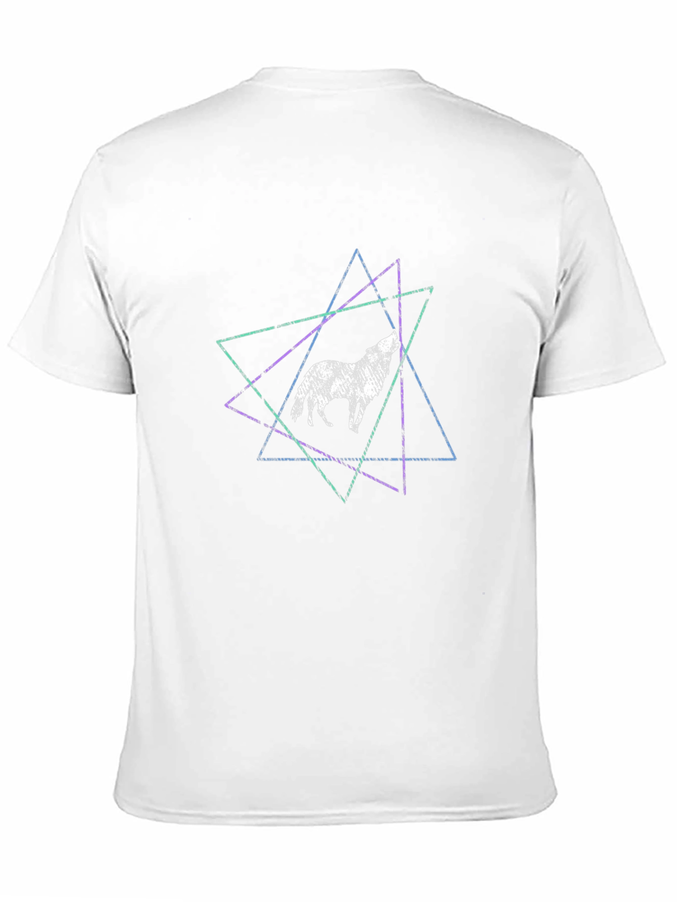 Geometric Wolf Graphic Black Tee