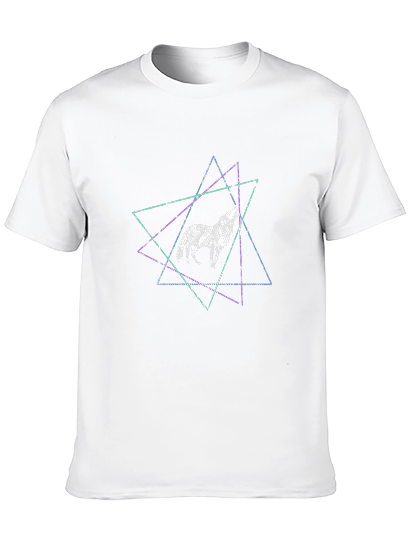 Geometric Wolf Graphic Black Tee