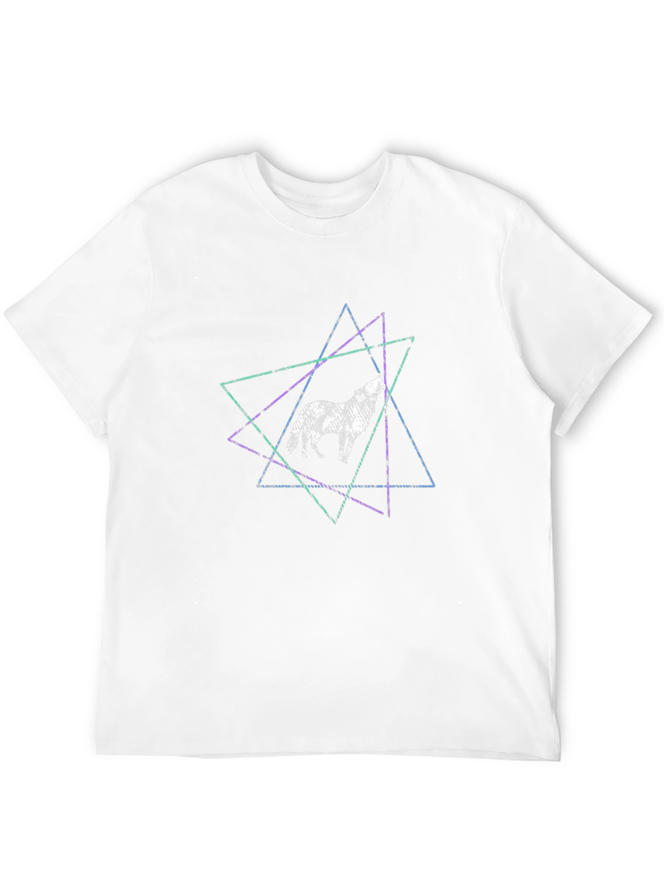 Geometric Wolf Graphic Black Tee