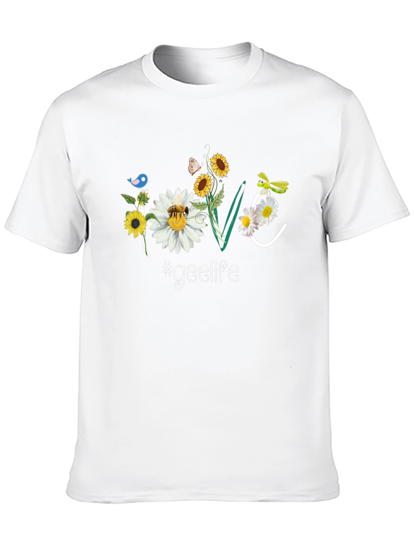Floral Love #geelife Graphic Black T-Shirt