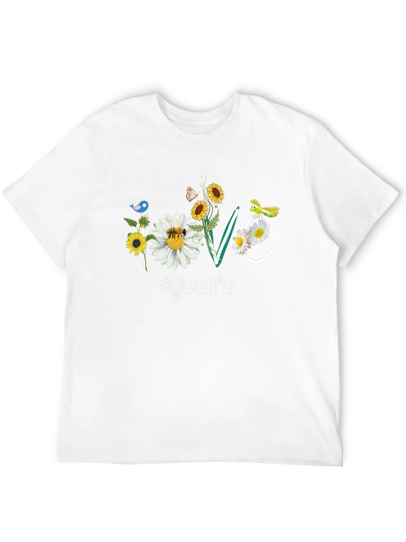 Floral Love #geelife Graphic Black T-Shirt