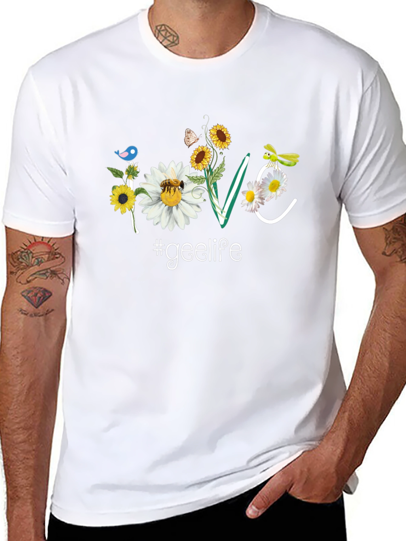 Floral Love #geelife Graphic Black T-Shirt