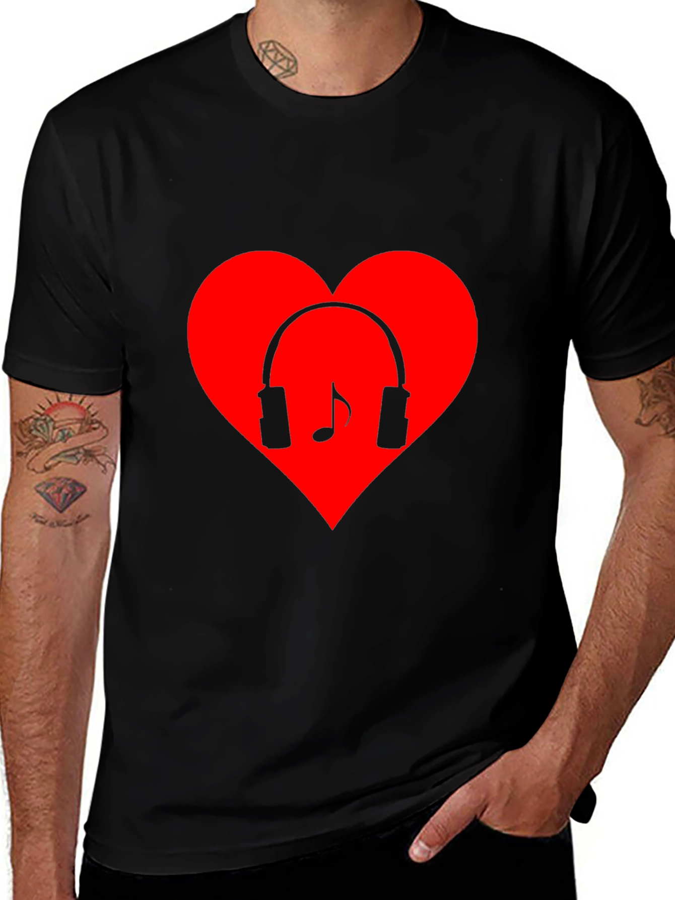 Music Lovers Heart T-Shirt - Black
