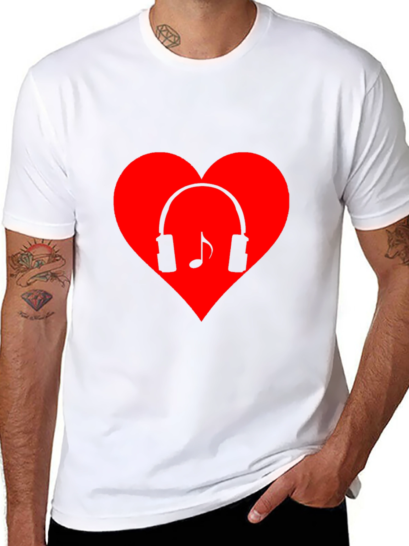 Music Lovers Heart T-Shirt - Black