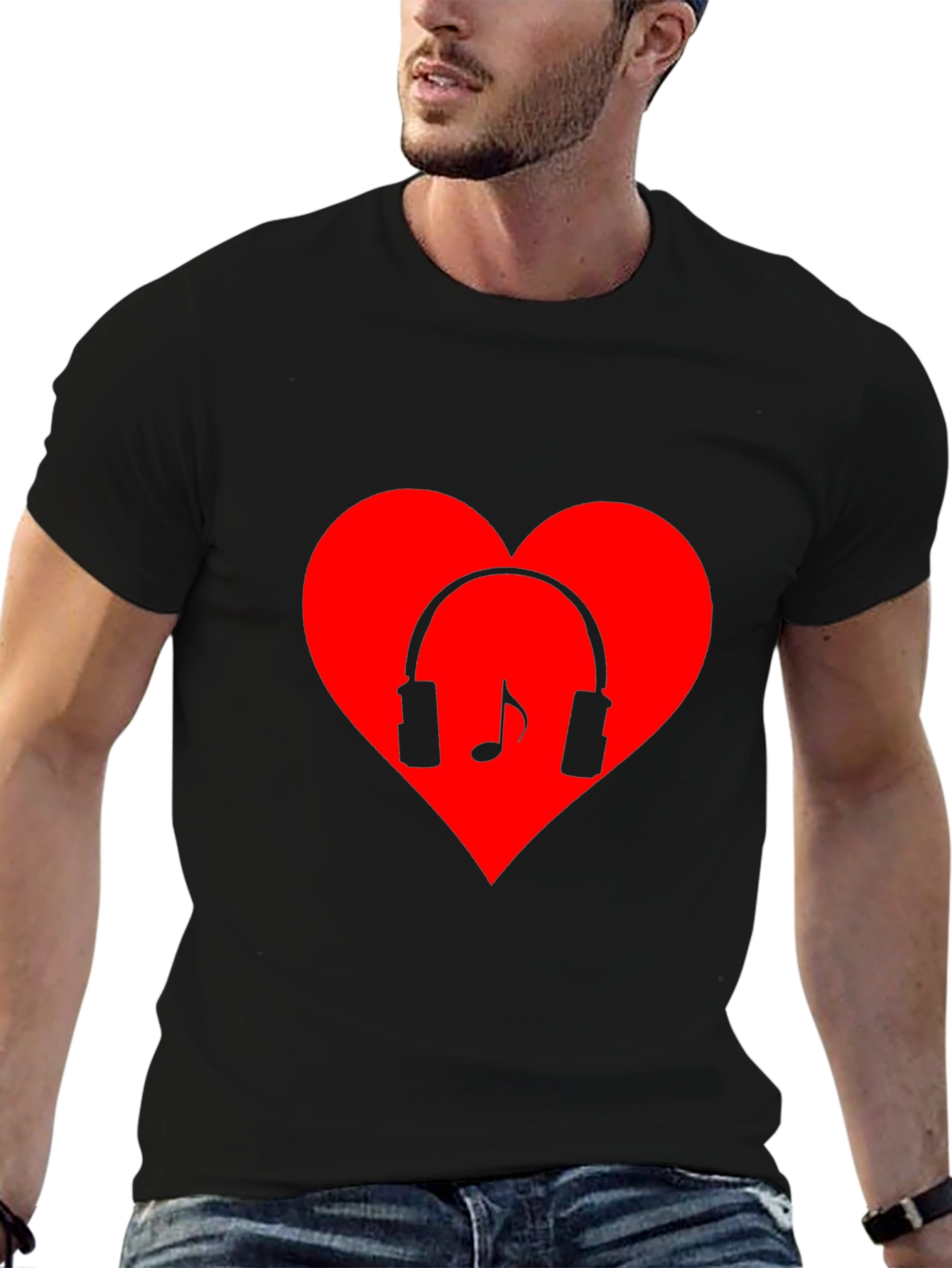 Music Lovers Heart T-Shirt - Black