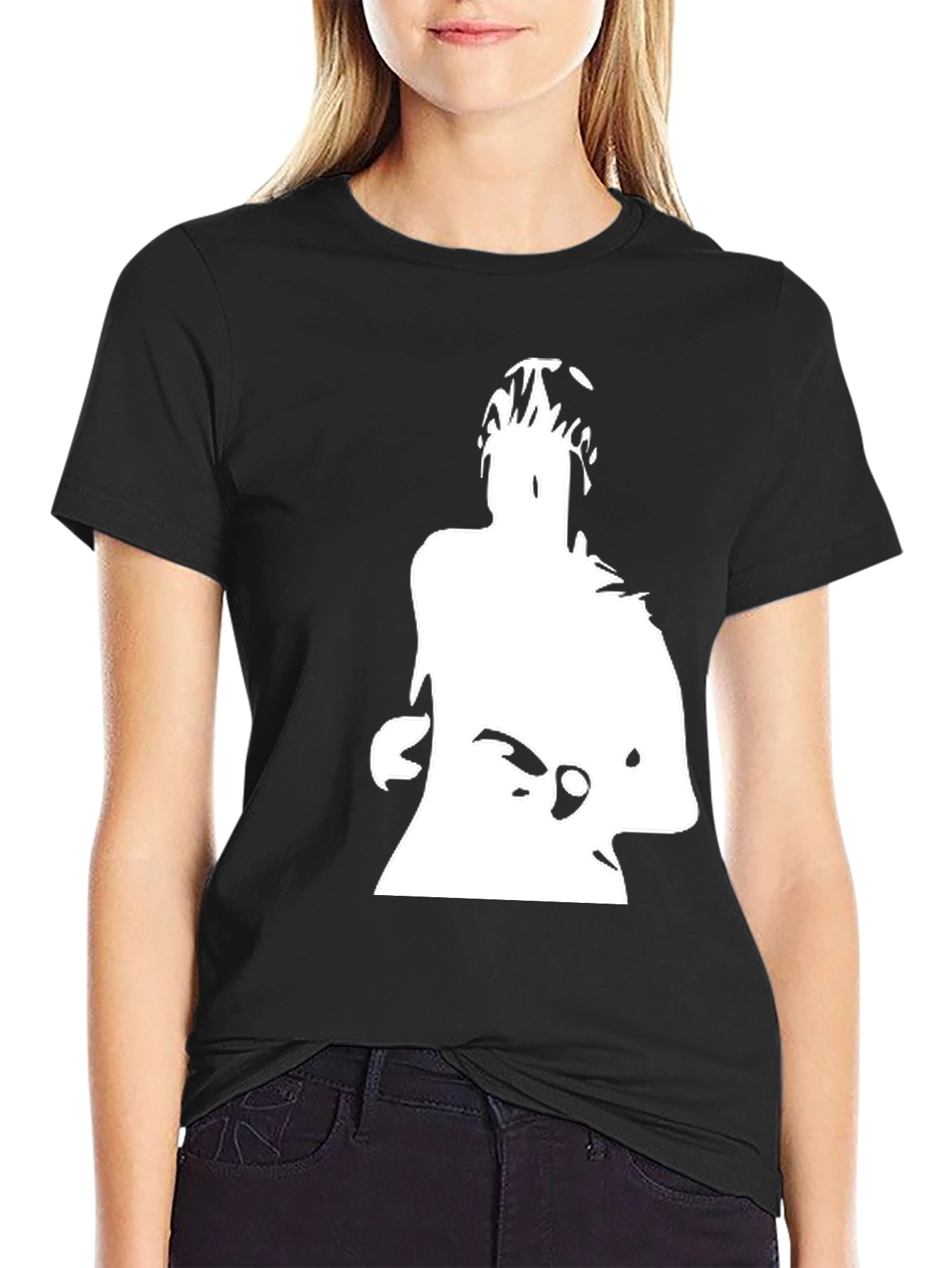 Bold Silhouette Graphic Black Tee