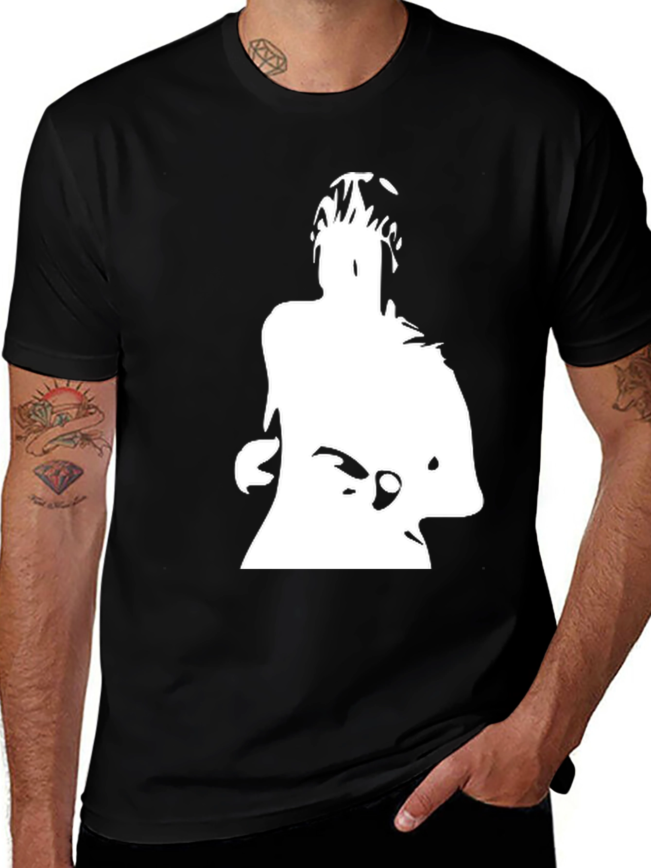 Bold Silhouette Graphic Black Tee