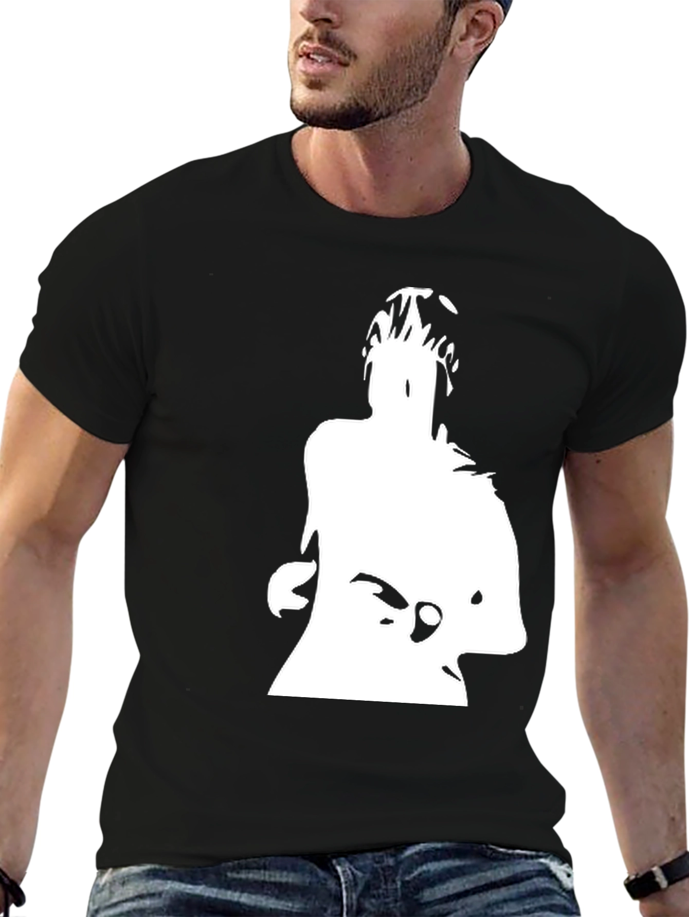 Bold Silhouette Graphic Black Tee