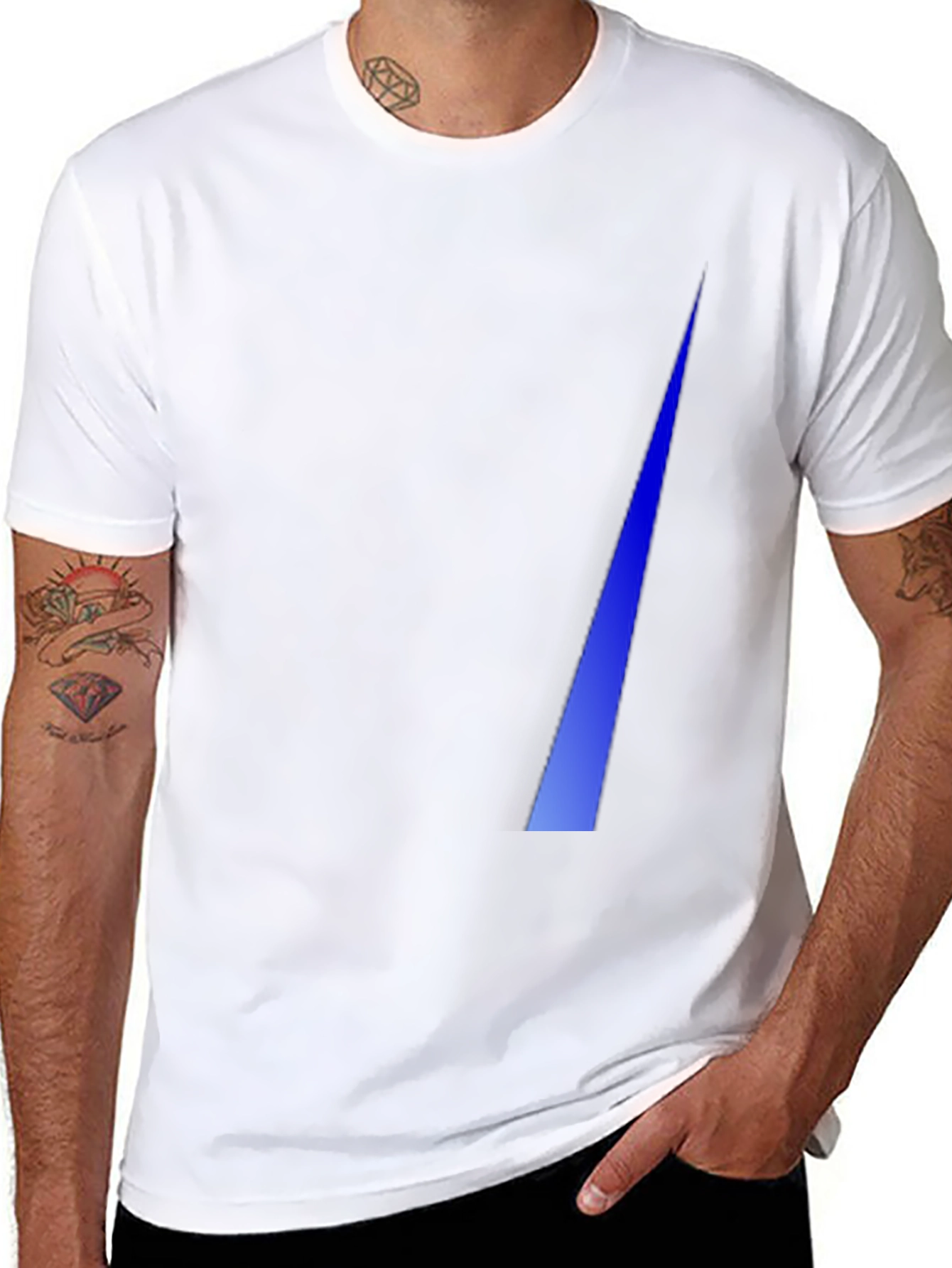 Mens Black T-Shirt with Blue Triangle Design