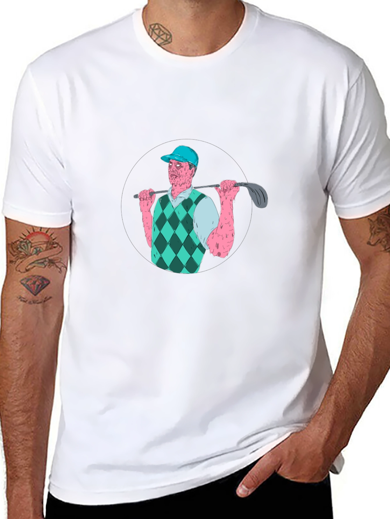 Zombie Golfer Graphic T-Shirt - Black