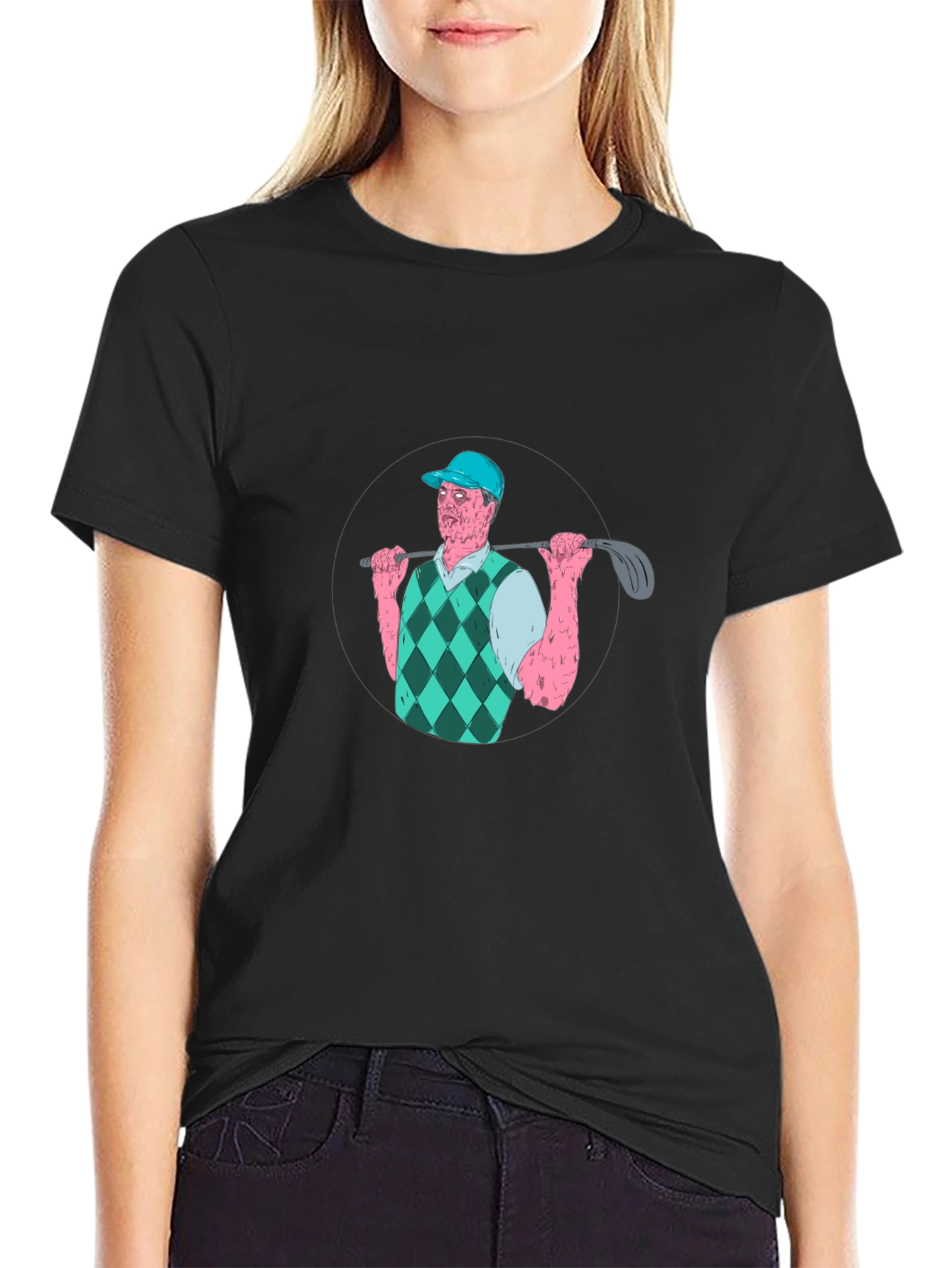 Zombie Golfer Graphic T-Shirt - Black