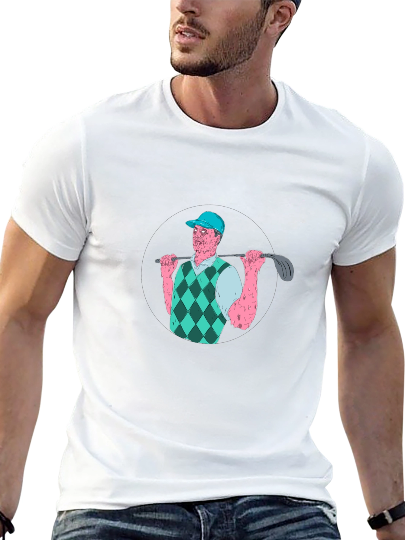 Zombie Golfer Graphic T-Shirt - Black