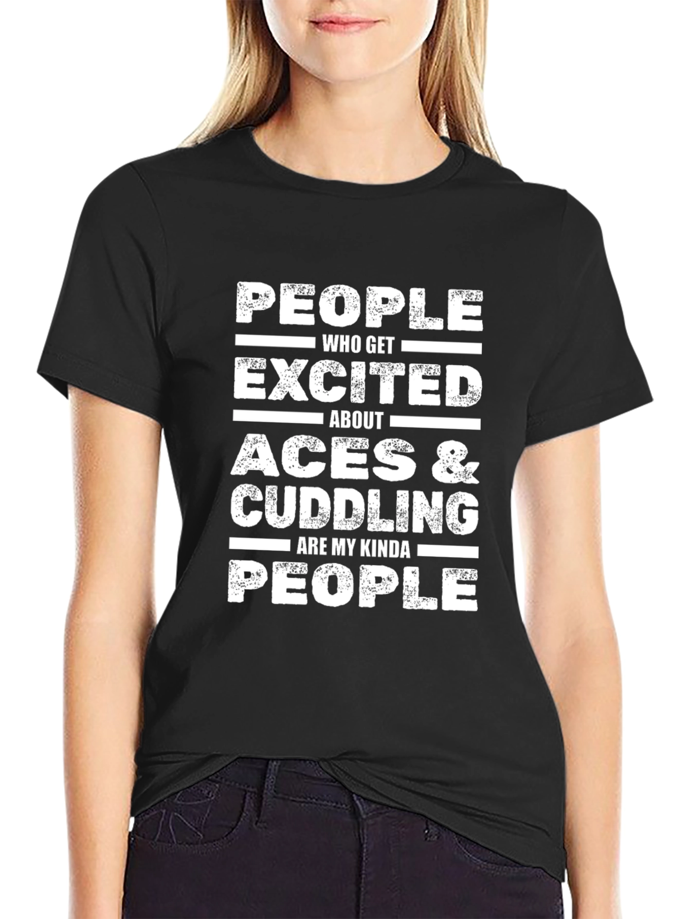Aces & Cuddling People Black Graphic Tee