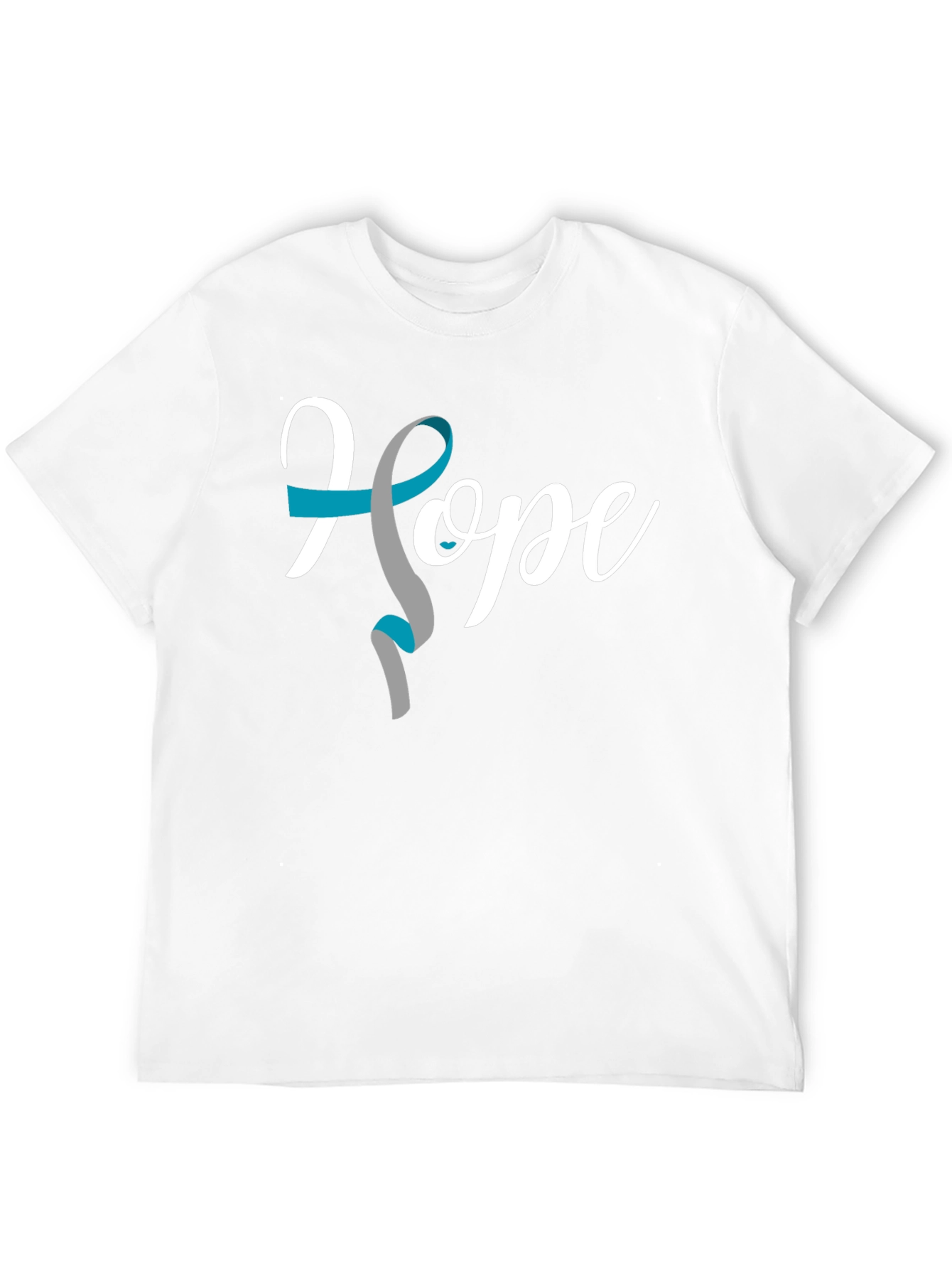 Hope Ribbon Graphic Tee - Teal & Gray