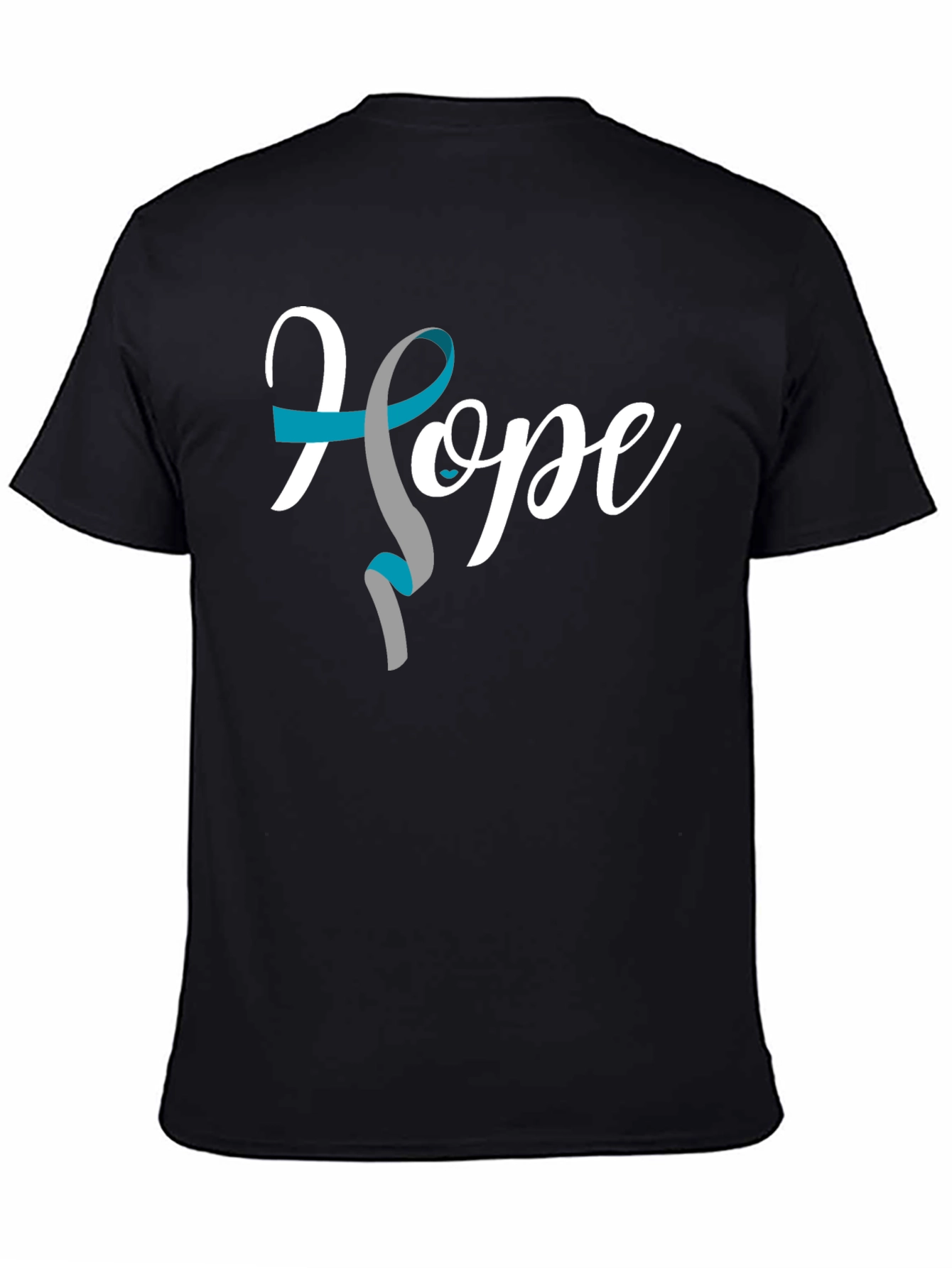 Hope Ribbon Graphic Tee - Teal & Gray