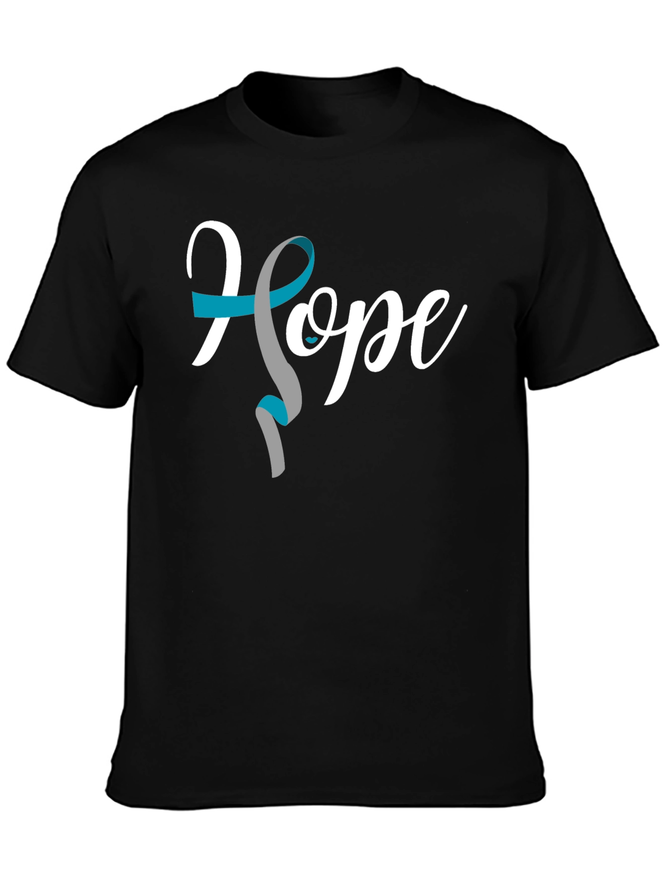 Hope Ribbon Graphic Tee - Teal & Gray