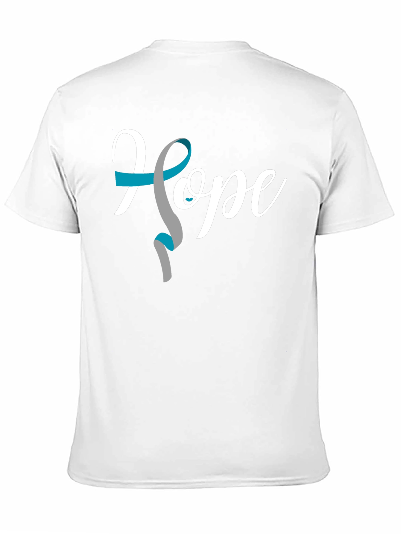 Hope Ribbon Graphic Tee - Teal & Gray