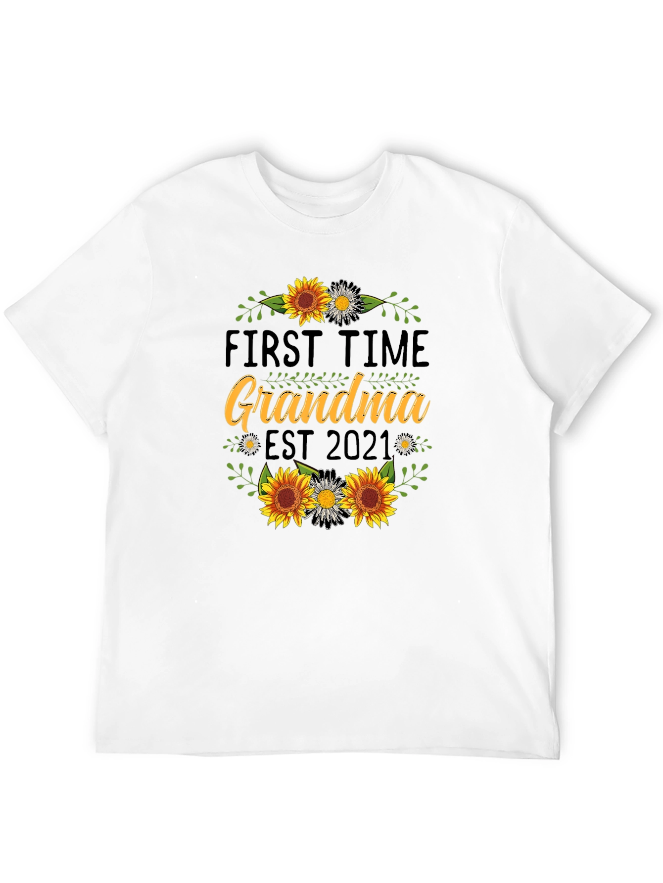 First Time Grandma Est 2021 Sunflower T-Shirt