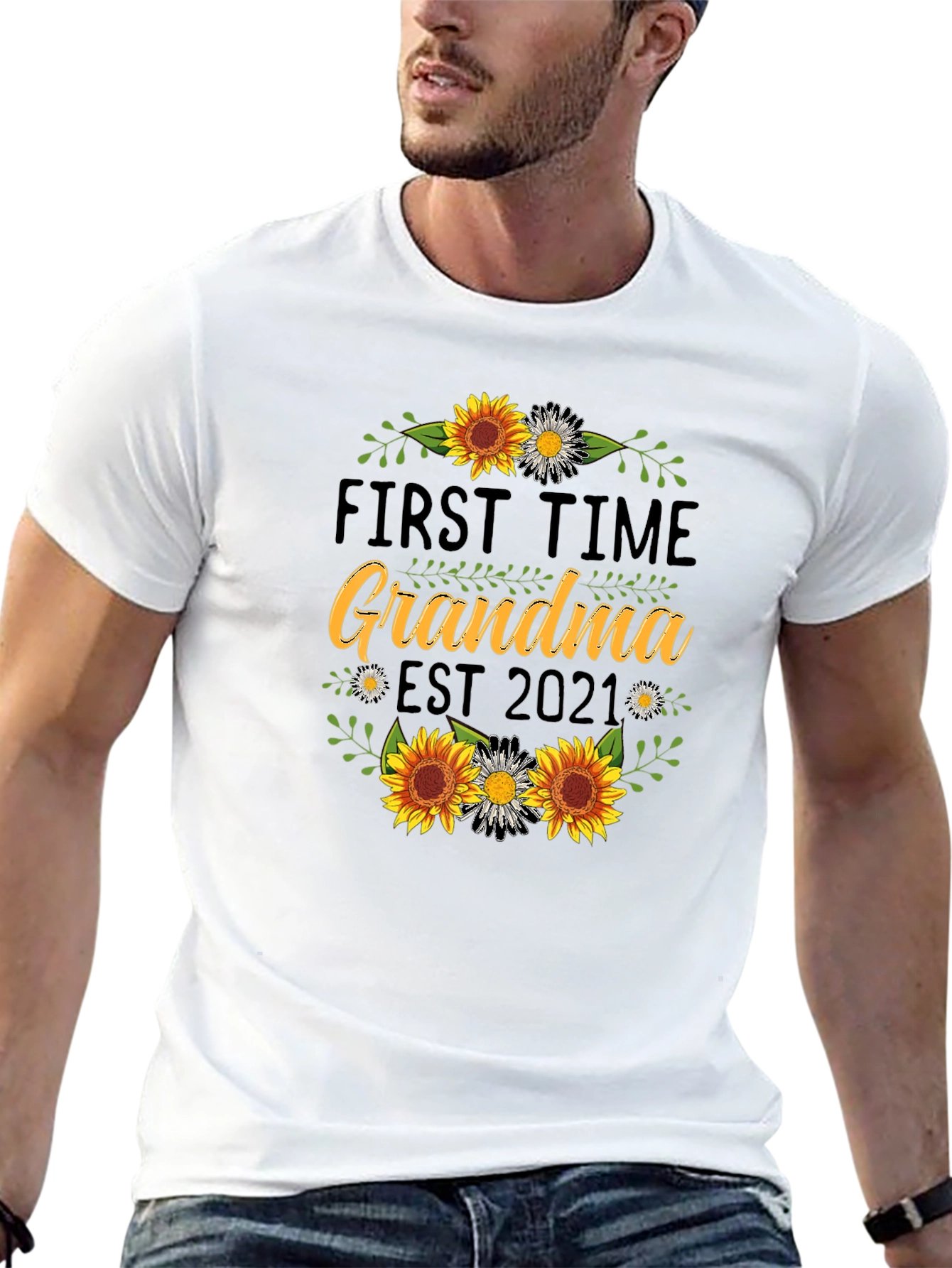 First Time Grandma Est 2021 Sunflower T-Shirt