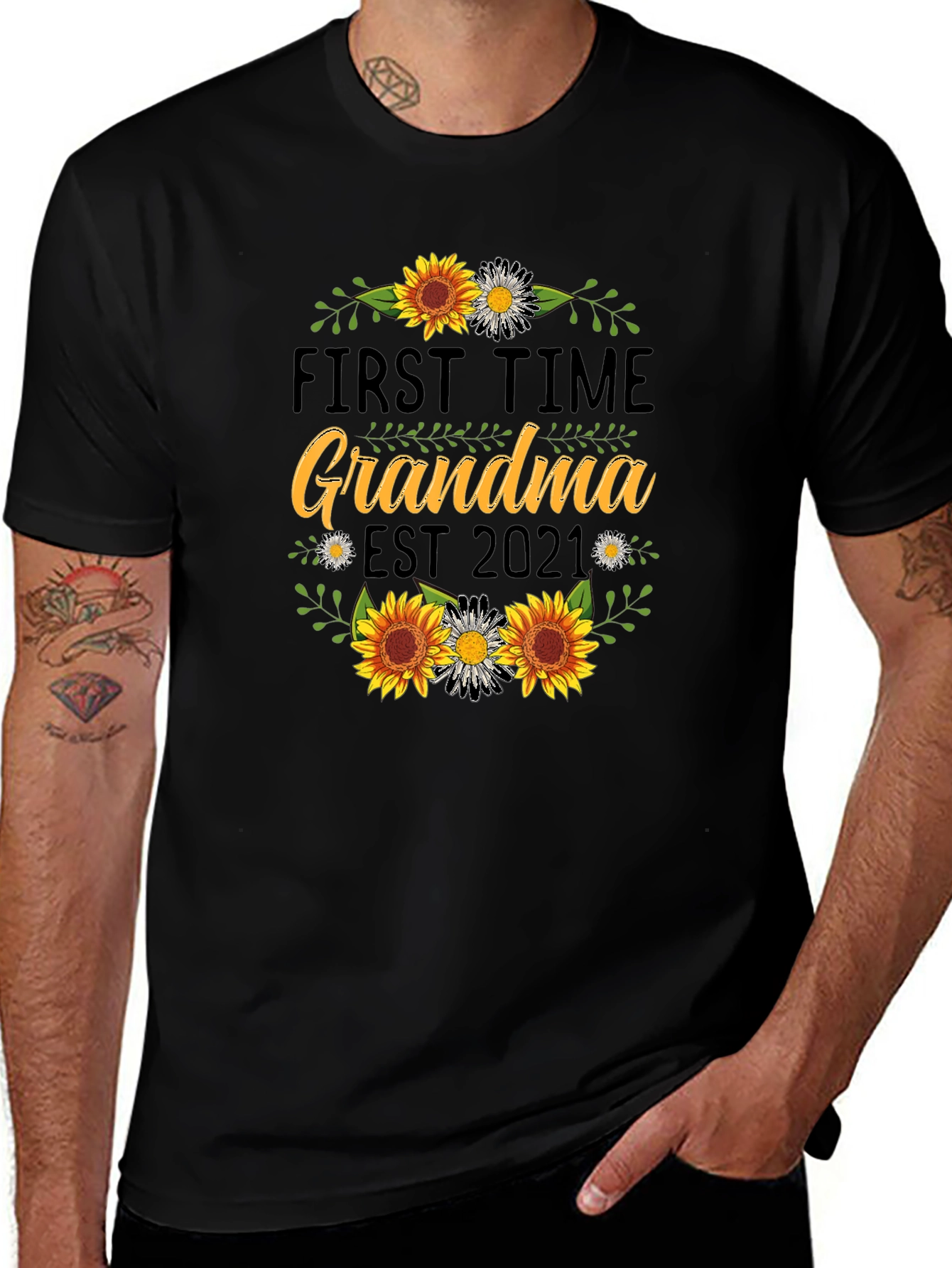 First Time Grandma Est 2021 Sunflower T-Shirt