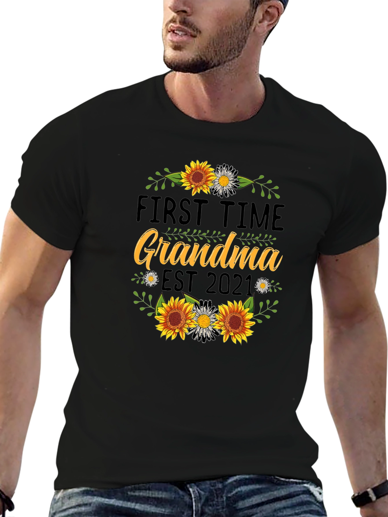 First Time Grandma Est 2021 Sunflower T-Shirt