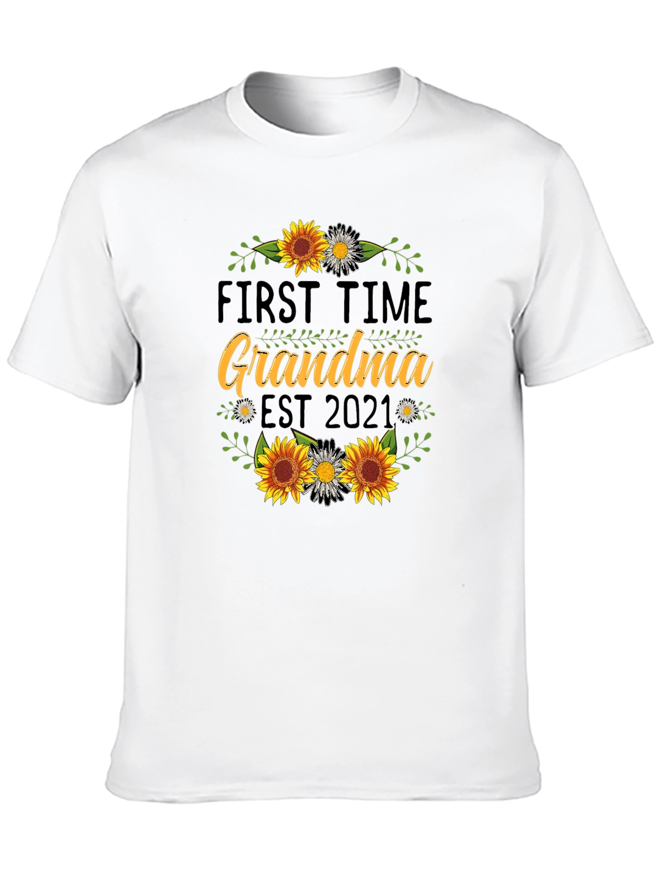 First Time Grandma Est 2021 Sunflower T-Shirt